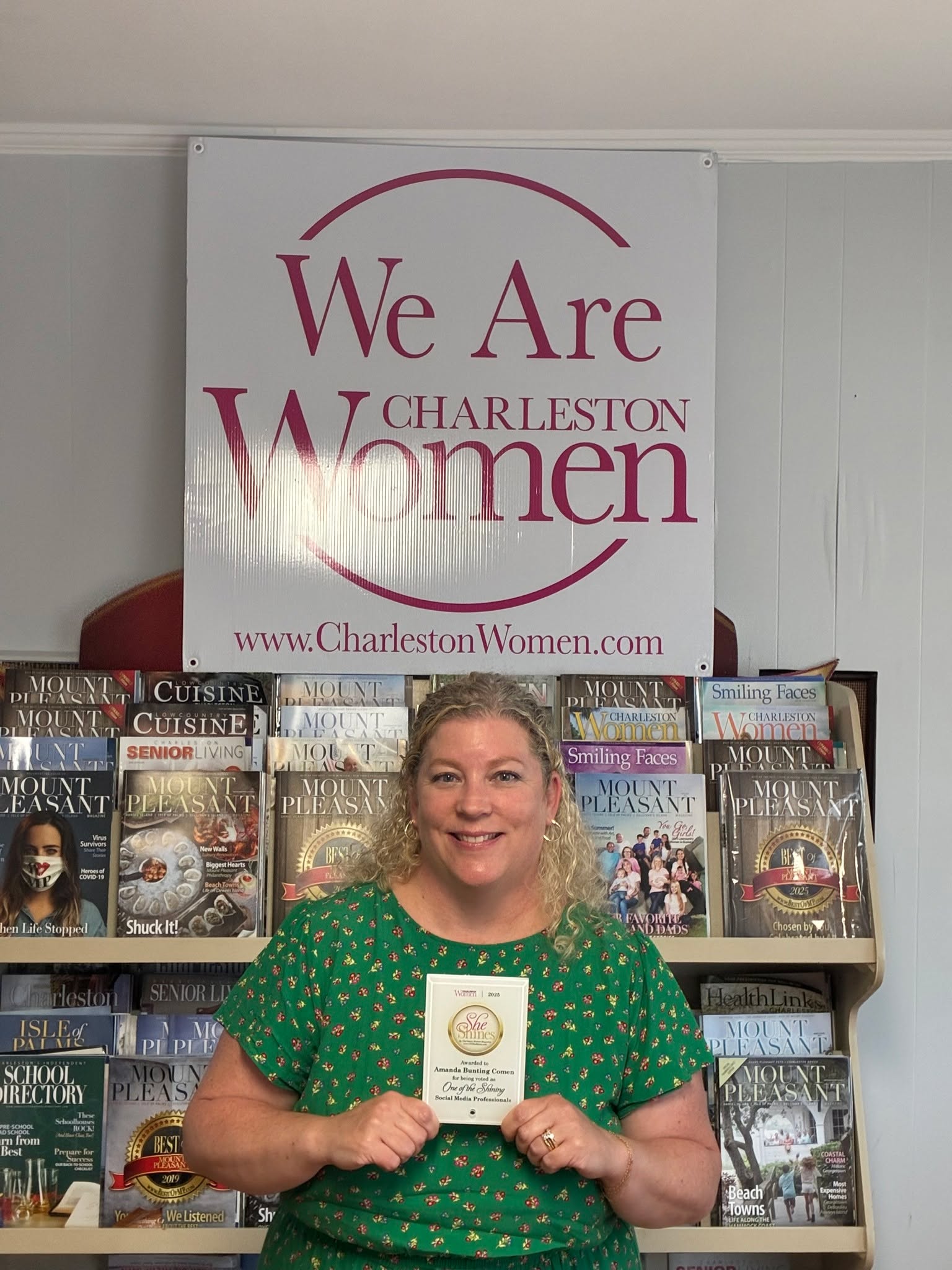 Picked up my plaque last week! ⨠So honored to be recognized as a Shining Social Media Professional Finalist by @charlestonwomen magazine earlier this year. This award truly means the world and reflects the incredible work I get to do and the amazing clients who trust me. Pick up the new issue or view it online!