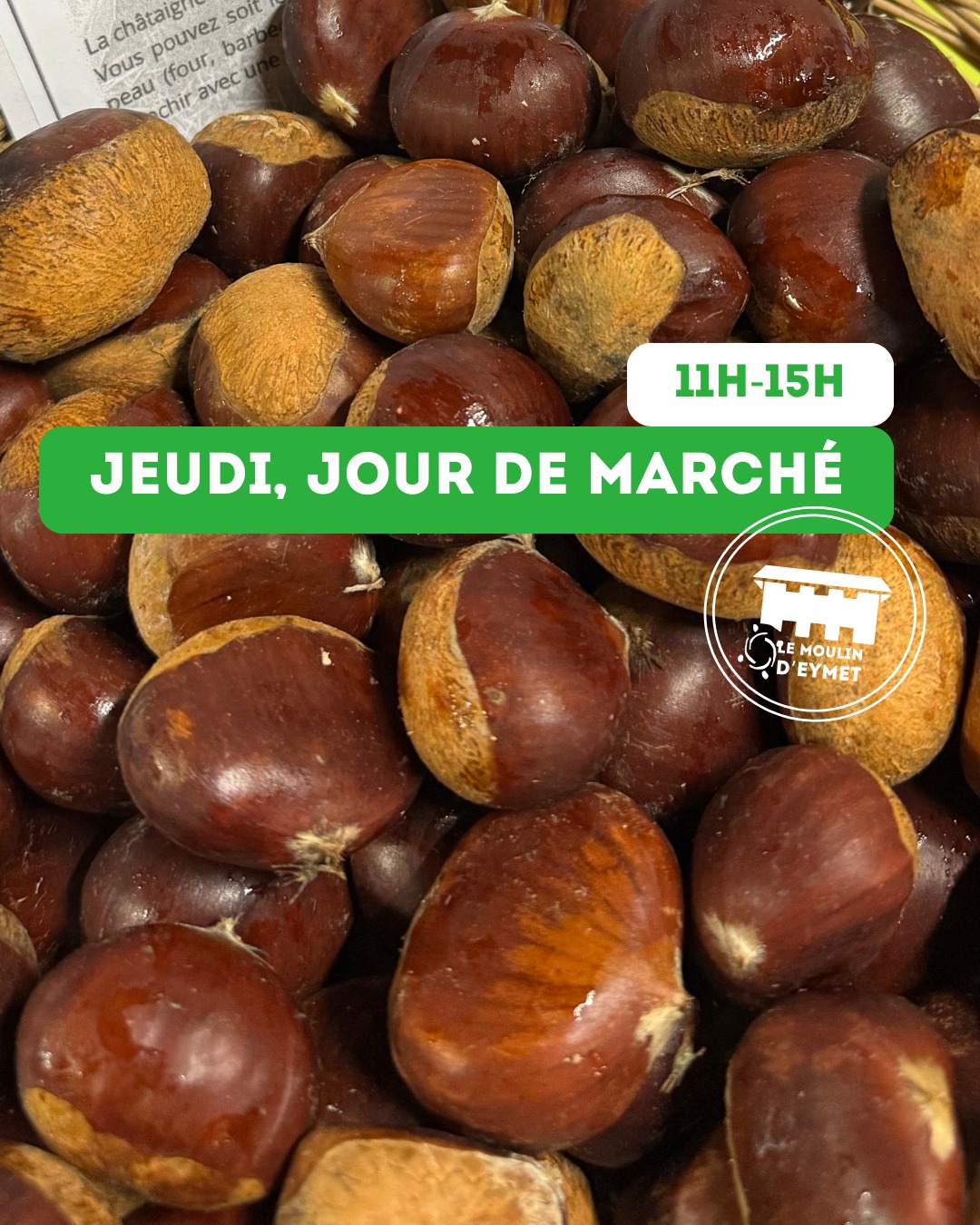 Les chùtaignes fraiches sont arrivées !
Cueillies avec soin par Sébastien Escoubeyrou dans la chùtaigneraie familiale. Vous pouvez aussi les acheter sous forme de crÚme de chùtaignes !