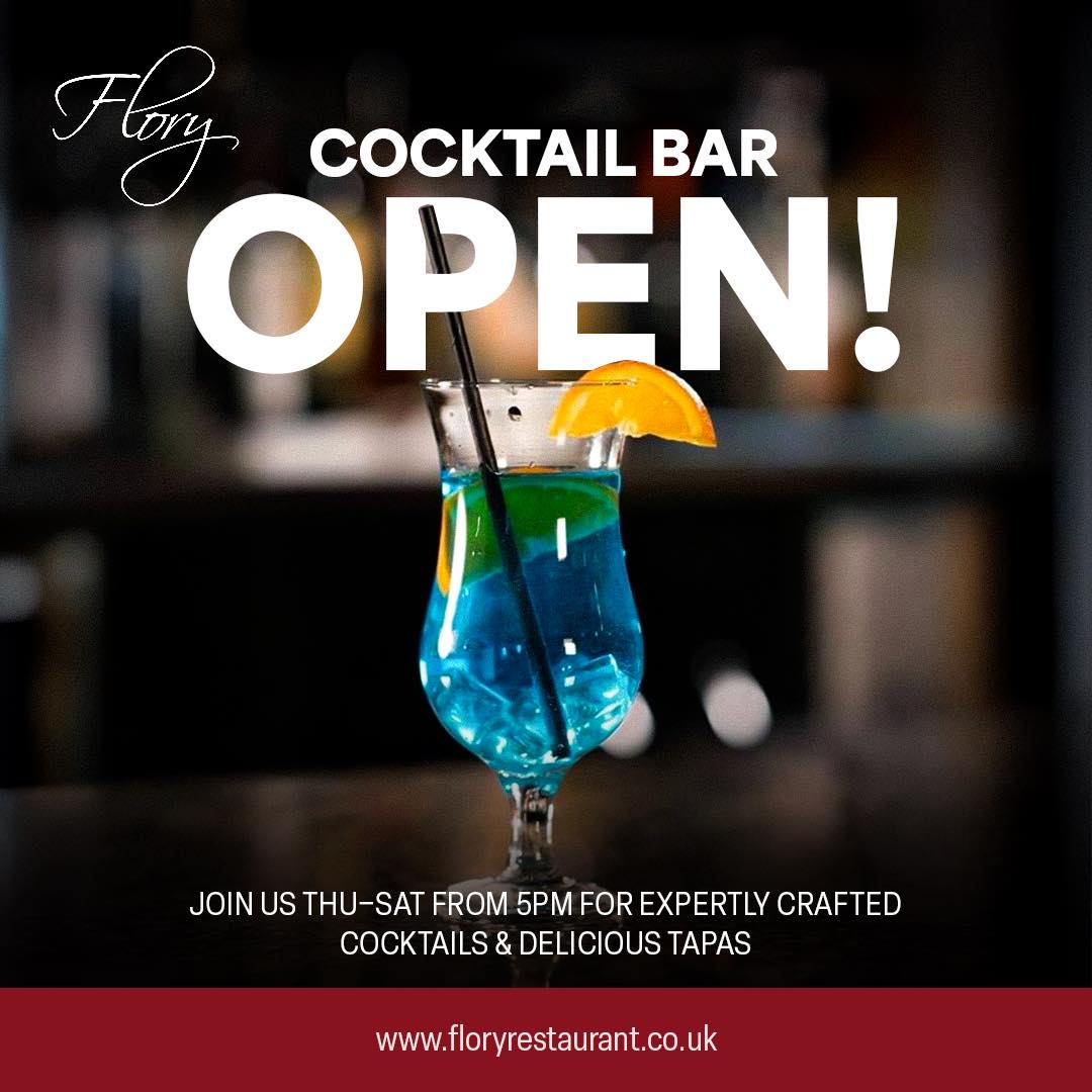 🍹✨ Flory Cocktail Bar in Bodmin is OPEN! ✨🍹
Ready to raise your spirits?
Join us Thursday to Saturday from 5PM for expertly crafted cocktails and mouthwatering tapas. Whether you crave timeless classics or daring new flavours, our Bodmin mixologists are ready to wow you!
👉 Book your table now!
�www.floryrestaurant.co.uk
#FloryRestaurant #CocktailBar #BodminEats #BodminNights #CornwallRestaurants #TapasTime #MixologyMagic #FoodieCornwall #CocktailsInBodmin #SupportLocalBodmin #BodminEvents #DineInCornwall #DrinkUpBodmin