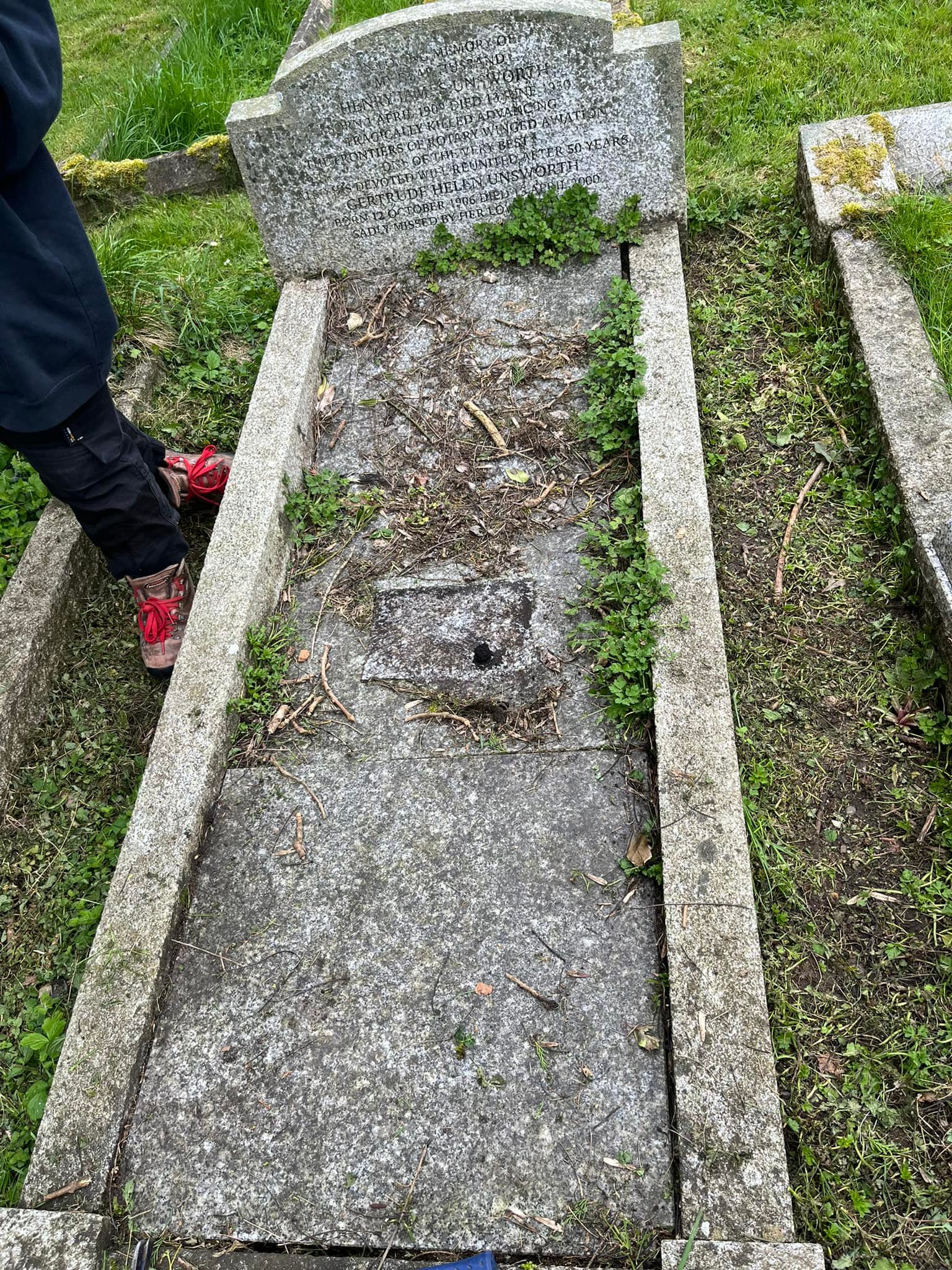 Sol got a small job cleaning and renovating this grave and some memorial gates. The gentleman can no longer get out to do it himself so we were so happy to help. One of the people buried there was involved in pioneering work in aviation and I think they were involved in the spitfire development during the war. I was there for the heavy lifting (granite slabs were 100mm thick) so Sol could do all the fiddly cleaning work.