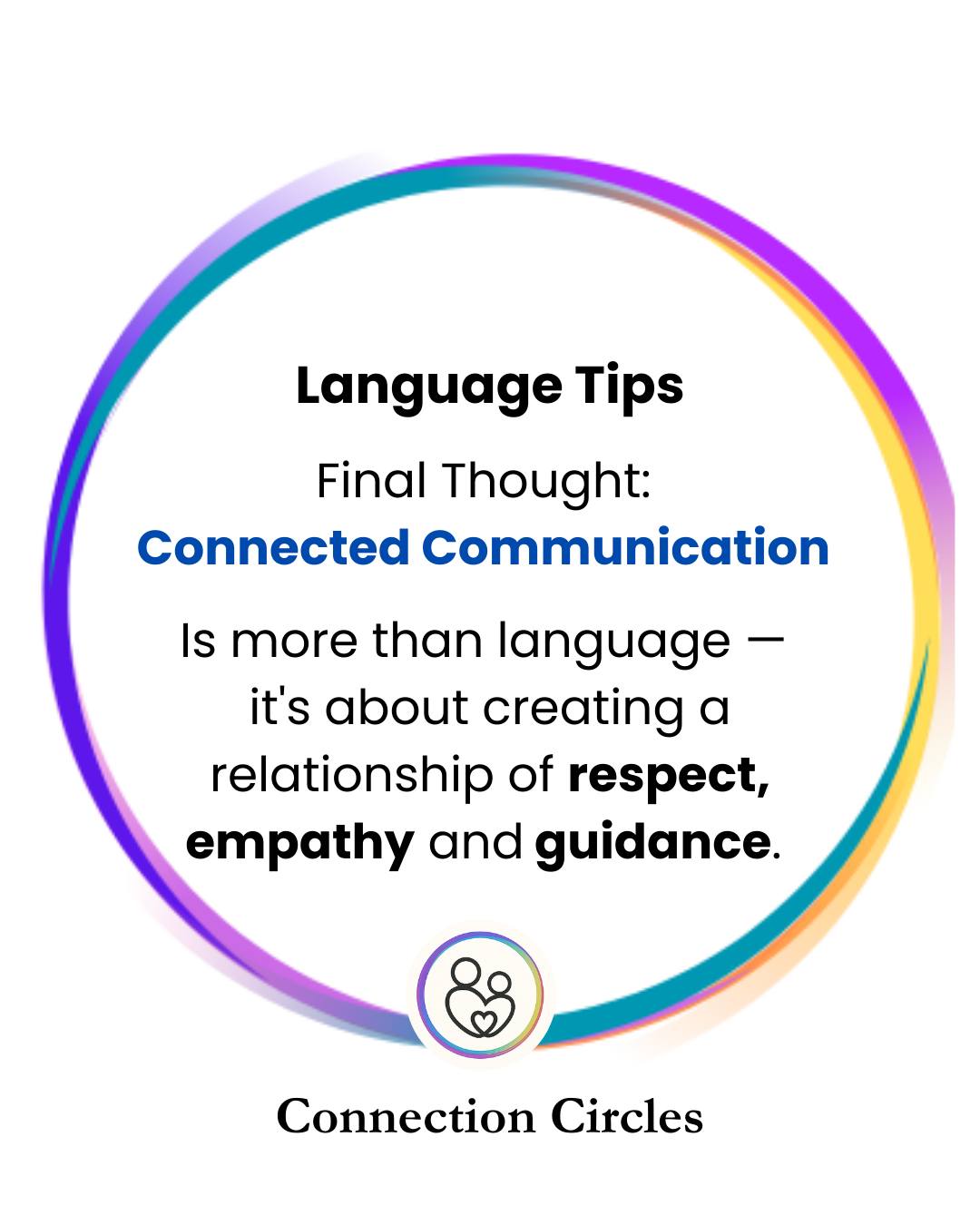 Connected Communication -- Is more than language it's about creating a relationship of respect, empathy and guidance. If we want to see this in our children, we need to model it.
#languagelearning #̭parentingtips #BeClear #languagetips4kids #languagedevelopment #languagetipsforparents #communicationtips #languagetipsandtricks #LanguageTips #childrenliteracy #strengthsbased #sharedunderstanding #childrensliteracy #languageschool #communicationiskey #CommunicationMatters #languagetips #parentingtipsandadvice #parentingtipsandtricks #communication #strenghtsbasedlanguage #speakingtokids #saywhatyoumeanandmeanwhatyousay #LanguageSkills #saywhatyoumean #saywhatyoumeantosay #language #passdownknowledge #awareness #connectioncircles