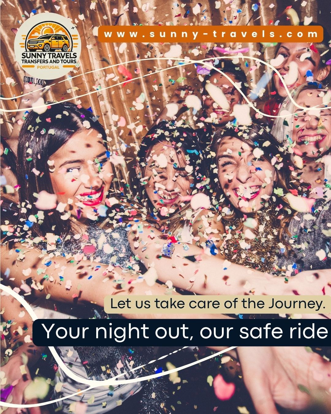 Planning an evening of fado, cocktails, or late dinners? Relax and let us handle the driving. Private, comfortable, and on your schedule. Book your night transfer with Sunny Travels.
www.sunny-travels.com