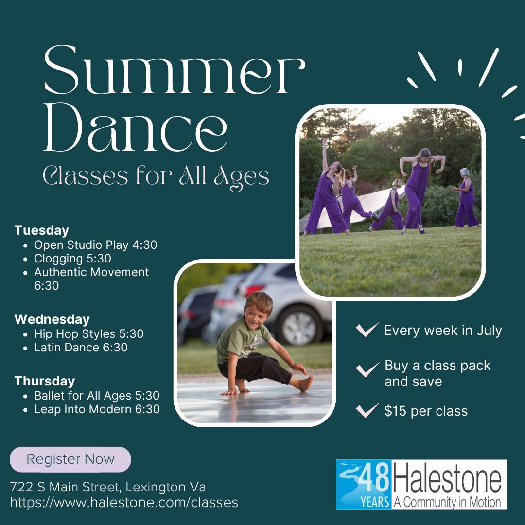 We’ve finished our first week of summer classes! ☀️There’s still time to dance - register now at www.halestone.com/classes or drop in to a class
#halestone #halestonedancestudio #anyoneandeveryonecandance #communityinmotion #rockbridgecountyva #lexingtonva #buenavistava #summerdance #summerdanceclasses #summerdanceclass #SummerDanceFun