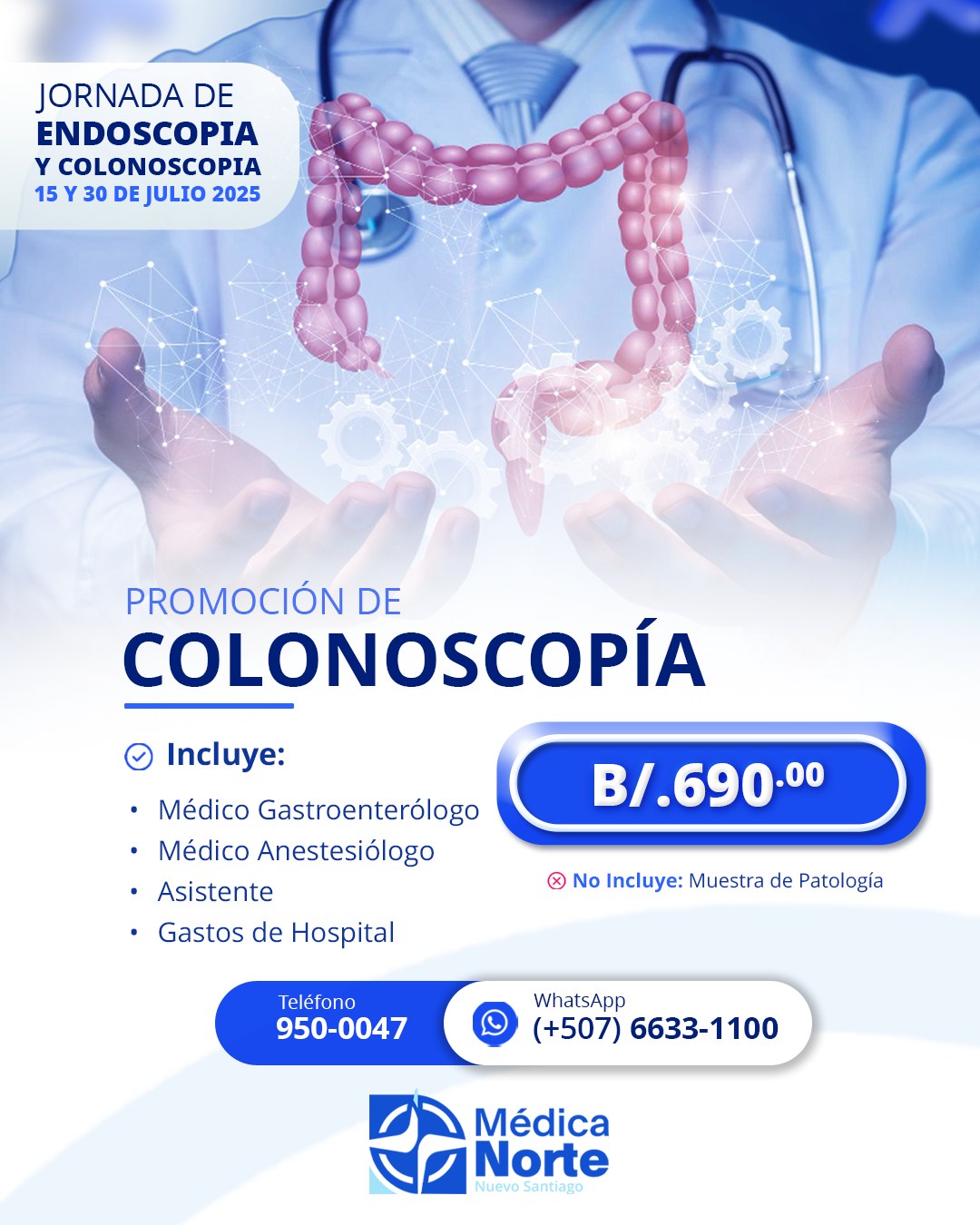 La colonoscopía es el estudio clave para detectar pólipos, inflamación o signos tempranos de cáncer colorrectal. Y ahora, puedes hacerla con precio especial durante nuestra jornada.
🩺 Atención especializada
💡 Procedimiento seguro y ambulatorio
🎯 Ideal para mayores de 50 años o con antecedentes familiares
📞 Agenda tu cita al 950-0047
📱 O escríbenos al WhatsApp 6633-0110
👉 Una revisión a tiempo puede cambiarlo todo.
#Colonoscopía #PrevenciónColorrectal #SaludDigestiva #MédicaNorte #jornadadecolonoscopia #santiago #veraguas #panama
