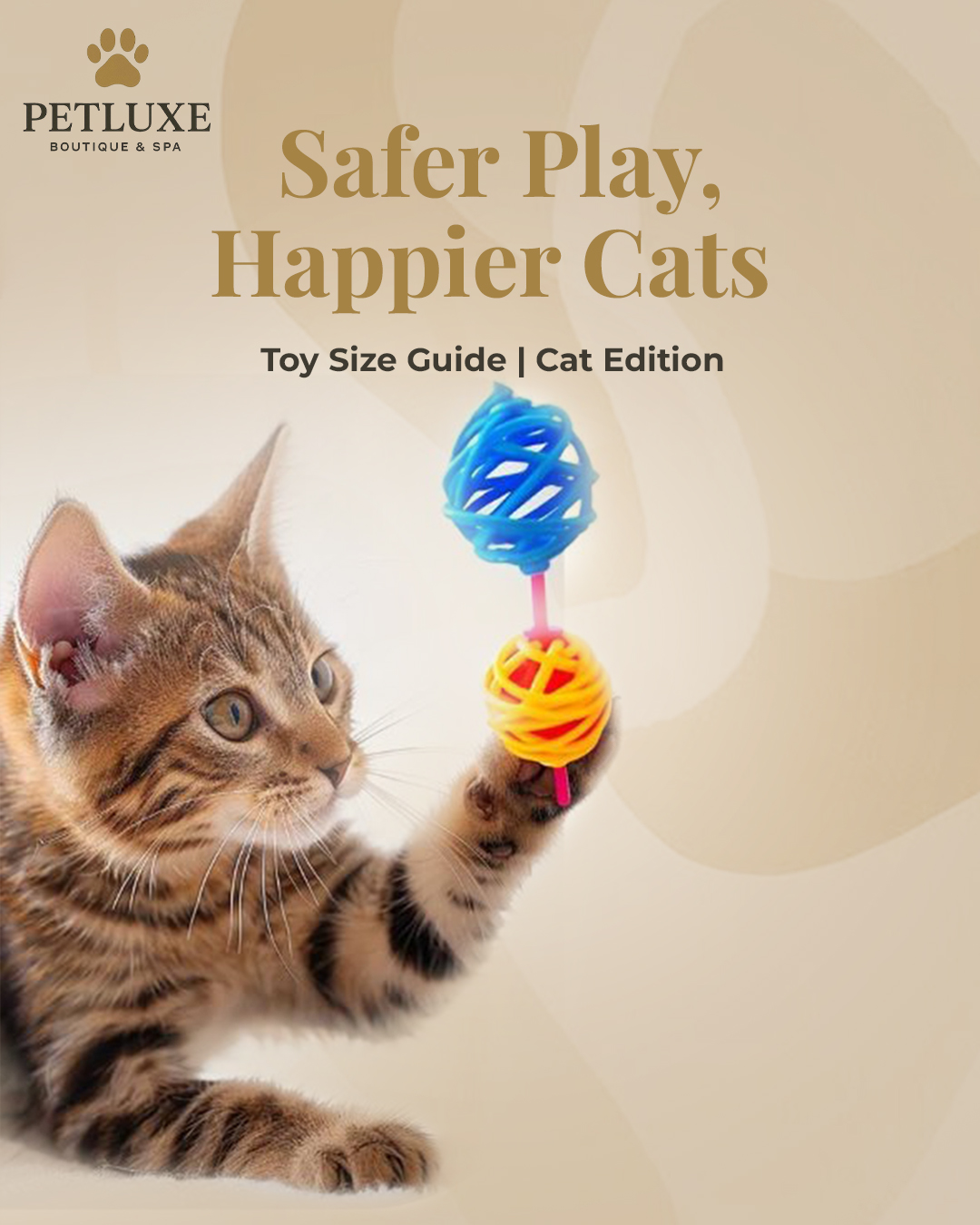 Not all cat toys are created equal. 🐾
Too small? It’s a safety risk.
Too big? They’ll lose interest.
That’s why choosing the right toy size matters—for play, safety, and peace of mind. 😽
👉 Swipe to find the perfect toy size for your cat.
.
.
#PetLuxe #CatGrooming #AbuDhabi #ToySizeGuide #PetParentTips #PetCareDubai #pets #cats