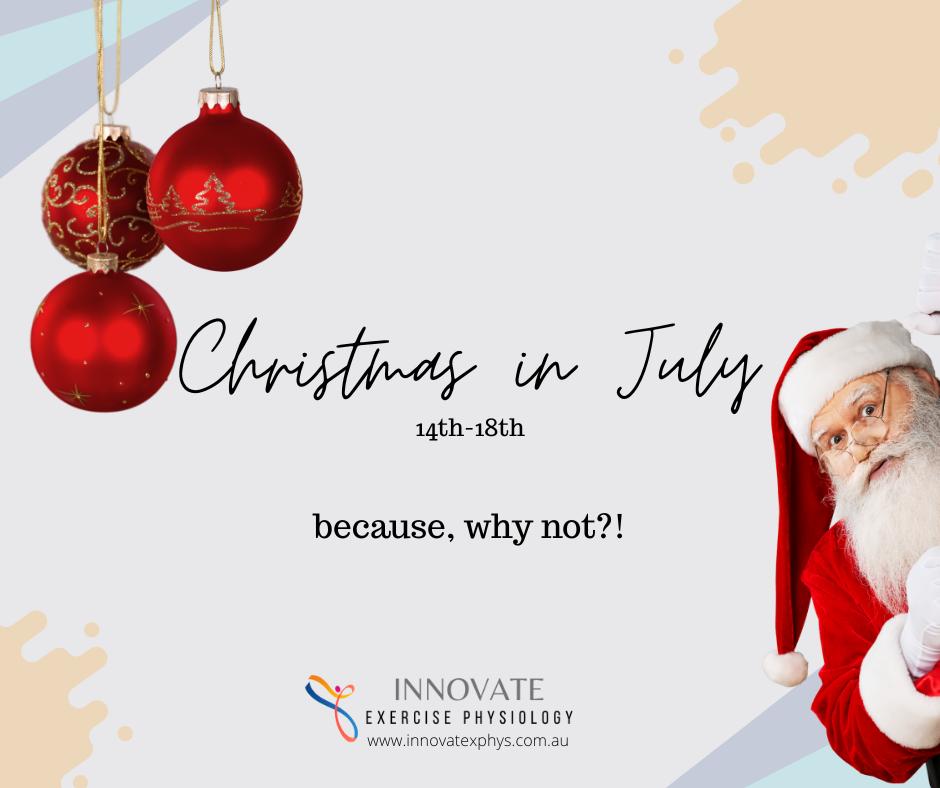 The weather is cold, there are no more public holidays until the end of September, we need some cheer!
This week we are celebrating Christmas in July. So, if you would like to crack out the Christmas t-shirts to wear to your group class, please do!