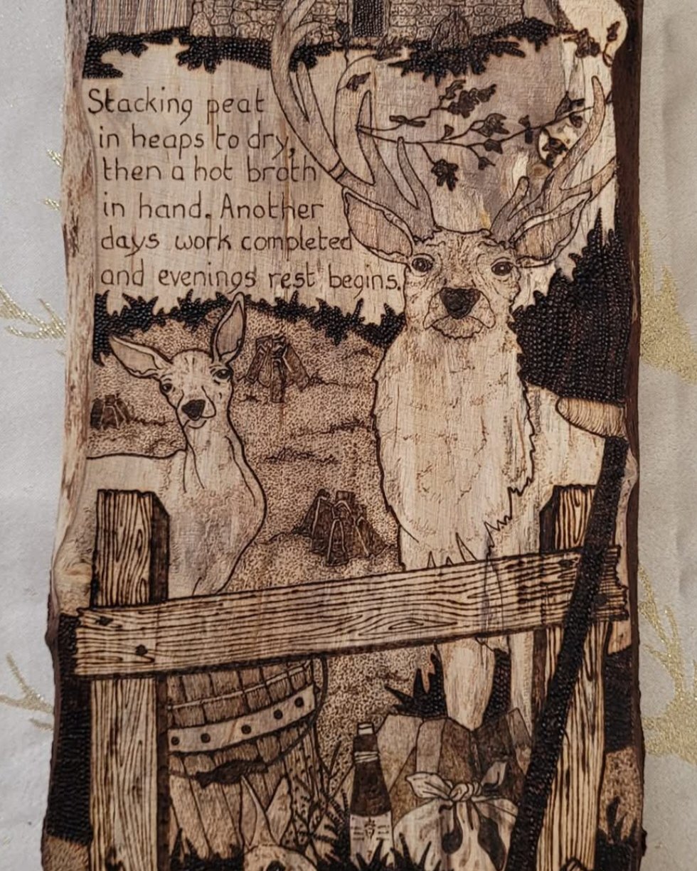 Members at Stornoway Town Hall
Open 24 to 26 July and 31 July, 1 & 2 August (Thursday, Friday & Saturday)
Peat Fire Flame Pyrography - https://www.openstudioshebrides.com/full-members/peat-fire-flame-pyrography
Eilidh is a local artist living in Stornoway. She enjoys using wood sourced and seasoned from the island's environment, primarily the Lews Castle Grounds Sawmill, as well as driftwood from the many island beaches.
#OpenStudiosHebrides #OpenStudios #LocalArtistShowcase #OuterHebrides #IsleOfLewis #IsleOfHarris #Crafts #ArtsAndCrafts #Artists #ScottishArtistsAndMakers #Stornoway #Hebrides