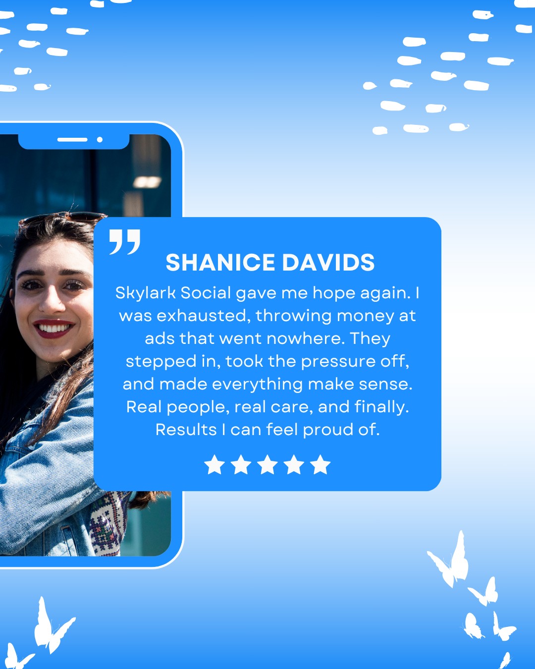 When your brand finally starts getting the love it deserves.
Real results, real support, real growth.
Just ask Shanice.
#SkylarkSocial #SmallBusinessSuccess #DigitalMarketingSA