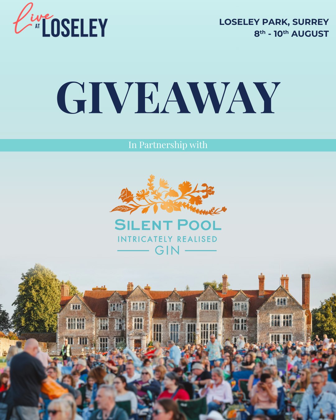 An Evening of Elegance Awaits...
We’re thrilled to announce that Live at Loseley is partnering with the award-winning Silent Pool Gin for an exclusive giveaway celebrating summer, music, and exceptional taste.
To launch this we are giving you the chance to WIN one of three pairs of VIP Tickets to Live at Loseley - including two complimentary Silent Pool Gin & Tonics to begin your evening in style.
To enter:
✨ Comment below with the night you’d like to attend (Friday, Saturday or Sunday)
✨ Tag a friend who loves live music and gin
✨ Follow @liveatloseley and @silentpooldistillers
VIP tickets include fast-track entry, a luxury picnic, a bottle of fizz, premium stage views, and access to our private bar featuring Silent Pool Gin's iconic serves.
Entries close 25/07/2025, winners announced the following week.
UK only. Over 18s. Travel not included. This giveaway is in no way sponsored, endorsed or administered by, or associated with, Instagram.