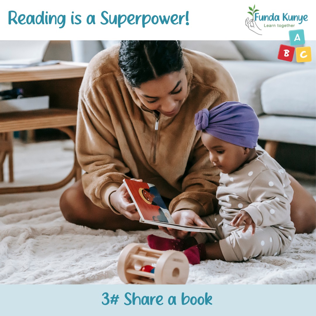 Reading is a Superpower!📚
📝 Reading with your child every day—even for just 10 minutes—can make a big difference. But it’s not just about reading the words. It’s about sharing the book, talking about the pictures, and enjoying time together.
Ask questions, make sounds, laugh at the funny parts—this is how children fall in love with books and build strong language and thinking skills. 💬📖
Even if your child can’t read yet, they’re learning every time you open a book together.
Let them turn the pages, point to pictures, and tell you what they see. That’s book sharing—and it’s powerful.
💛 Make it a daily habit. Make it fun. Make it yours.
#ReadTogether #BookSharing #EarlyLiteracy #FundaKunye #ParentTips