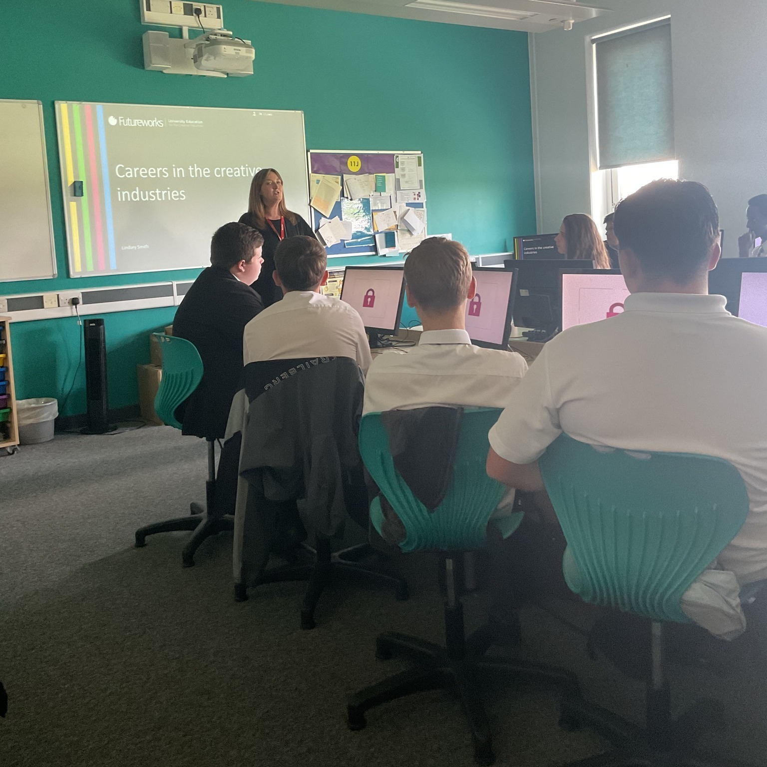 Thank you to Lindsay Smith from Futureworks for coming into school yesterday to discuss career opportunities with some of our creative Y10 pupils. They explored their skillsets and looked at different creative sectors. Lindsay discussed how to enter each sector and the pros and cons of different further and higher education routes. All of the pupils found the talk to be really useful. #lovelearnlead #putstambrose1st #futureworks #year10