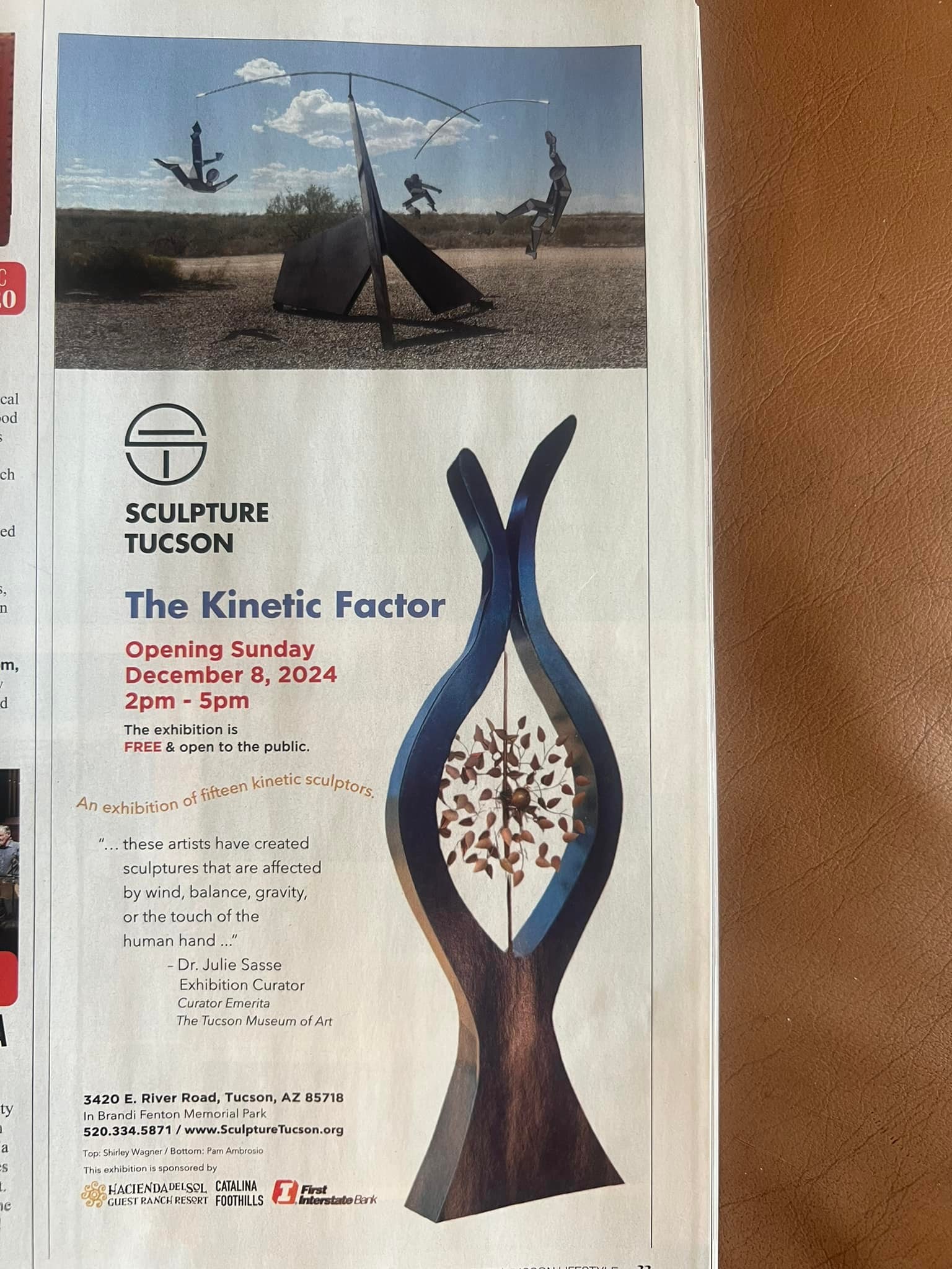 Coming Soon! “Kinetic Factor” Opening Dec 8 2-5pm. 3420 E River Rd Tucson AZ SculptureTucson.Org