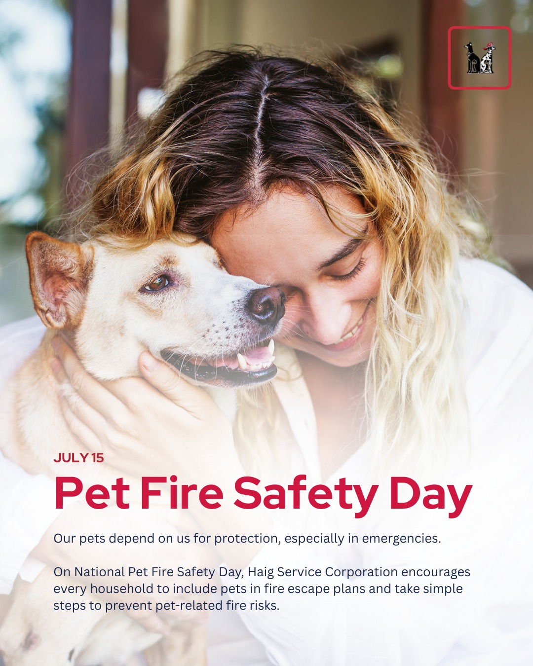 Pets are family too. National Pet Fire Safety Day serves as a reminder to secure your home with both people and pets in mind. š¾
From installing monitored fire alarm systems to planning safe exits, Haig Service Corporation is here to help protect what you love most.
#PetSafety #HaigServiceCorp #FireSafety