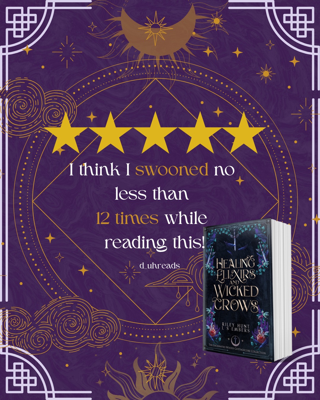 ✨ FIVE STARS & TWELVE SWOONS ✨
Apparently, Healing Elixirs & Wicked Crows is hazardous to hearts... and we wouldn't have it any other way!
Have YOU swooned today?
#darkromantasy #romantasybooks #booktokrecommendations #healingelixirsandwickedcrows #theenchantedwoods #fivestarread #swoonworthyromance #readersofinstagram #bookstagrammagic