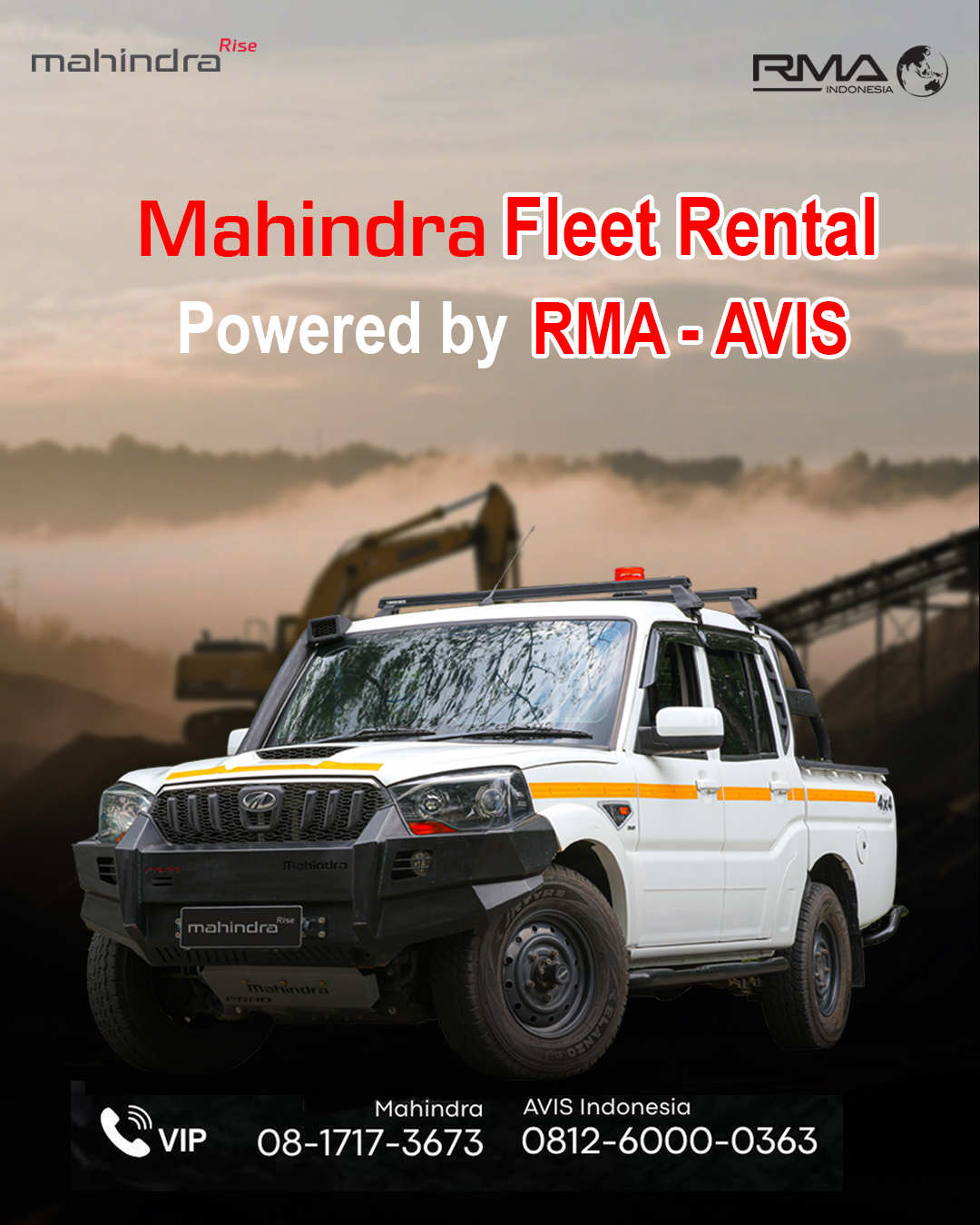 Butuh kendaraan operasional tangguh untuk proyek Anda?
Mahindra Fleet Rental kini hadir, powered by RMA - AVIS.
Siap mendukung kebutuhan industri dan pertambangan Anda dengan armada yang kuat dan terpercaya.
.
#MahindraScorpio #PikUpKeren #MahindraIndonesia #YourPartnerInSuccess #RMAIndonesia #mahindra4x4 #mining #plantation #farming #miningindonesia #minerals #coal #tambang #sobatenergi #ESDM #miningexpo #agriculture #agriculturelife #tipsandtrick #pertanian #perkebunan #pertambangan #fleet #fleetrental #rentalfleet #pickuprental