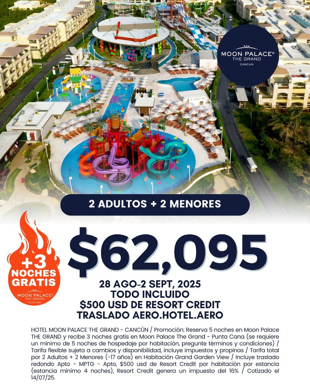 🎉 ¡Viaja 5 noches y te regalamos 3 en Moon Palace The Grand Punta Cana!
¡Esta es la señal que estabas esperando para escaparte al paraíso!
En **The Palace Company** queremos llevar tus vacaciones al siguiente nivel…
Whatsapp: 9842052508
**Reserva 5 noches en hoteles Palace (excepto Beach Palace) y te regalamos 3 noches en el espectacular Moon Palace The Grand – Punta Cana.**
Sí, 3 noches completamente **GRATIS para 2 adultos ** en uno de los resorts más lujosos del Caribe.
🏖️ **Moon Palace The Grand Punta Cana te espera con:**
✔️ Suites de lujo con jacuzzi
✔️ Gastronomía gourmet ilimitada
✔️ Bebidas premium
✔️ Parque acuático, spa y golf
✔️ Entretenimiento de clase mundial
Esta promoción es **por tiempo limitado**
Reserva ahora y vive el lujo, la aventura y la relajación como nunca antes.
Prepárate para desconectarte del mundo… y reconectar contigo.
🌎 Vive el lujo. Vive The Palace.