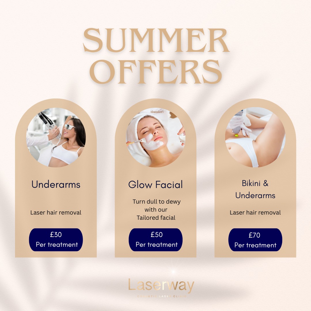 🌞✨ SUMMER SPECIALS – On Until 31st August! ✨🌞
🧖♀️ Glow Up Facial – Only £50
💧 Double Cleanse
🔹 Exfoliation
🧖♀️ Nourishing Mask with Neck & Shoulder Massage
🌸 Finished with a Relaxing Face Massage
Feel refreshed, radiant, and ready to glow ✨
💥 Laser Hair Removal Offers:
➡️ Underarms – £30 per treatment (normally £45)
➡️ Bikini + Underarms – £70 per treatment (normally £135)
✔️ Includes FREE consultation & patch test
💥 Using Candela Alexandrite medical grade laser
📩 DM us to book your appointment – limited slots available!