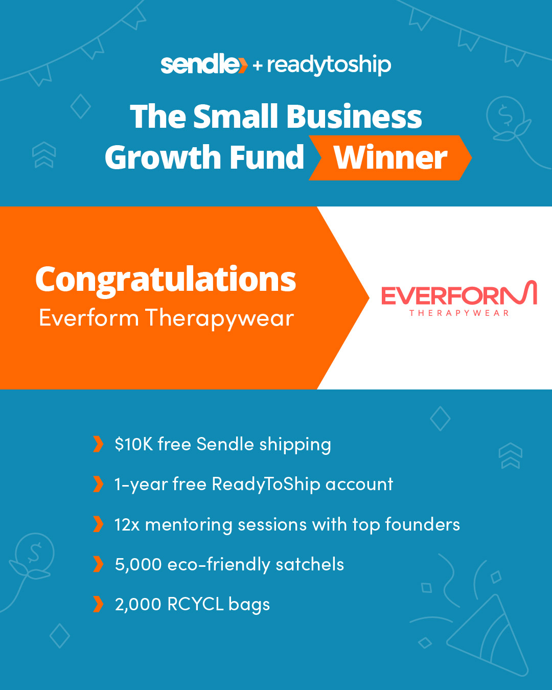 Congratulations @everformwear, you're the winner of The Small Business Growth Fund.
And in second place, congratulations @noordinarycleanco
Your winning entries showcased the distinctiveness of your businesses, highlighted how The Fund could significantly impact their growth, demonstrated your commitment to sustainability, and conveyed clear visions for their future.
As winners, you'll receive free @sendle Shipping, free @readytoship_au accounts, mentoring sessions, @rcycl bags, plus other bonuses.
We want to thank James Chin Moody, Nathan Huppatz, and Belinda Paul for their time and dedication in reviewing and selecting the winners.