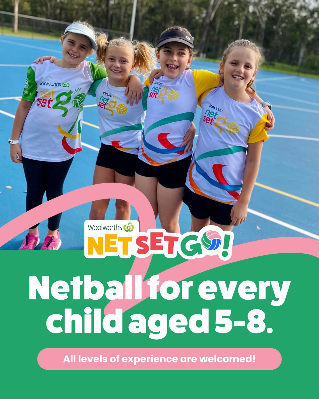 🏐 Grovedale Netball NetSet Program for Term 3 2025 🏐
Term 3 will start soon, so jump on and register.
This program will be held on Tuesday nights at Burdoo Reserve (Netball Courts) at 5.15pm to 6pm.
Net is for 5 to 6 year olds and teaches fundamental motor skills through activities and games.
Set is for 7 to 8 year olds and focuses on refining fundamental motor skills and introducing modified match play.
If your child is above these age groups they are most welcome to come along and join in our U11 Netball Program, they play games on Tuesday nights at Kardinia Park. For more information regarding this program please contact us on grovedalejuniornetball@gmail.com
All the details are listed below:
Day: Tuesday
Time: 5.15pm to 6pm
Date: 22nd July to 9th September (8 weeks)
Venue: Burdoo Reserve (Netball Courts - Grovedale College)
Cost: $99
Here is the link:
https://registration.netballconnect.com/userRegistration?organisationId=e88b0619-ba59-4653-ad34-ce23feebc371&competitionId=c668e546-a50f-4eb0-b684-764a5732a2c9
