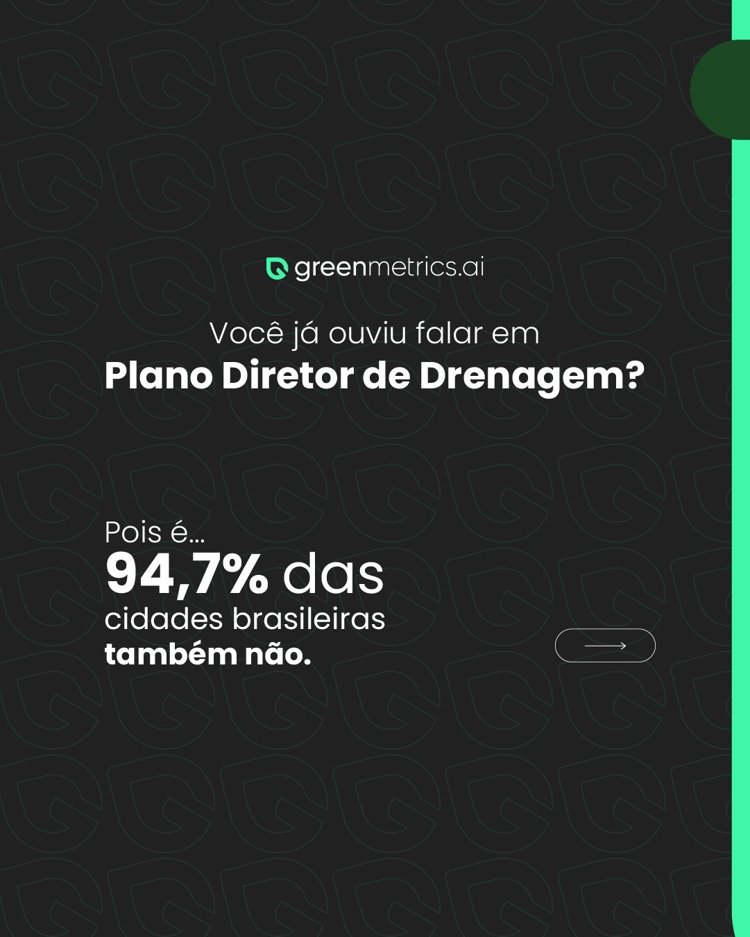 Você confiaria sua segurança a um plano que nem existe?
Pois é... 94,7% das cidades brasileiras não têm um Plano Diretor de Drenagem. 😳
E é ele que define como enfrentar alagamentos, proteger áreas vulneráveis e evitar tragédias.
A boa notícia? Tecnologia e planejamento juntos podem mudar esse cenário.
Deslize para entender o que esse plano faz e como a sua cidade pode (e deve!) se preparar.
Marque a prefeitura da sua cidade ⚠️
Compartilhe com quem mora em áreas de risco!
#Alagamentos #CidadesEmRisco #Prevenção #MudançasClimáticas #GreenMetrics #DefesaCivil #GestãoDeRisco #Planors #CidadesMaisSeguras