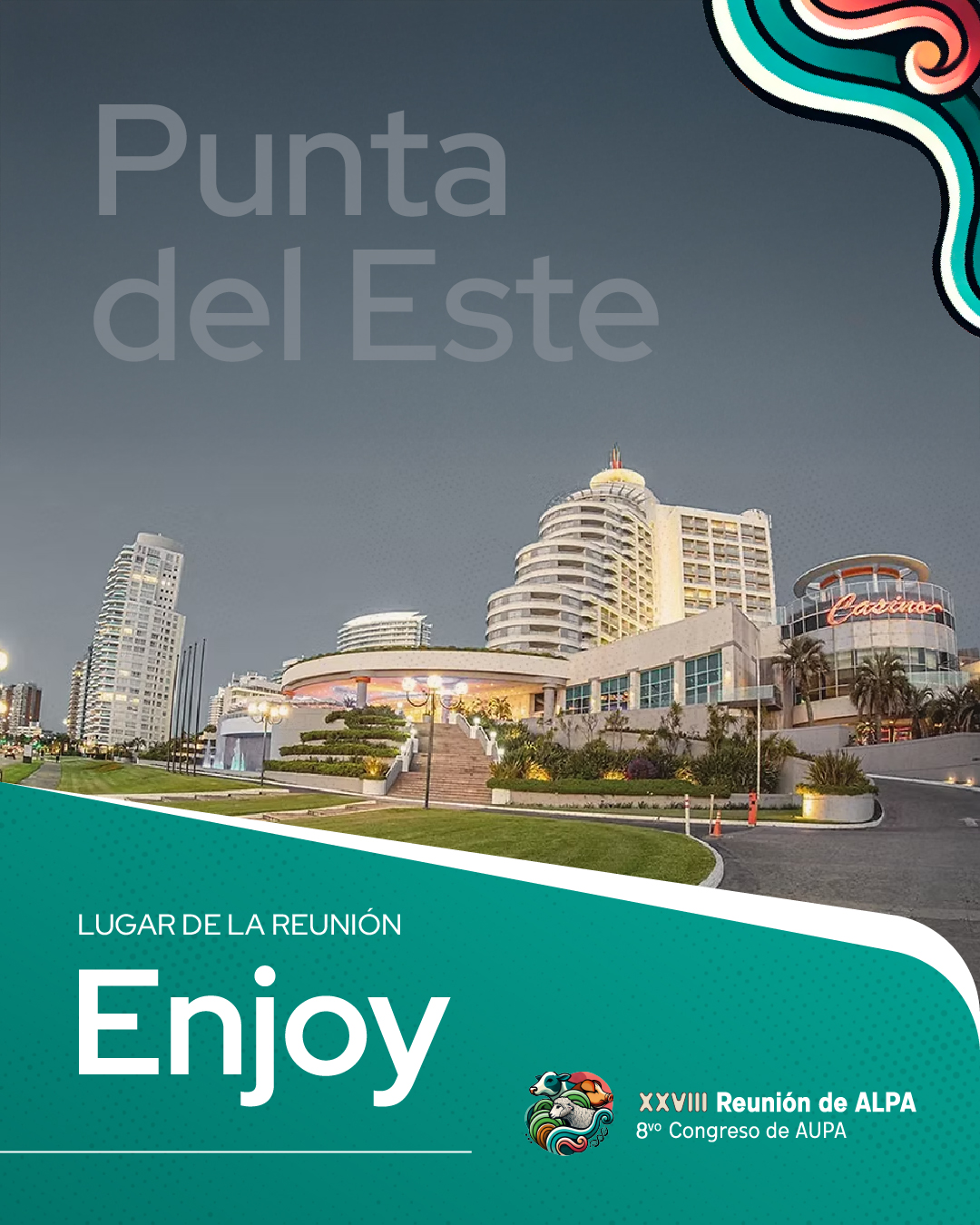 🌊🏙 ¡Nos encontraremos en Punta del Este, Uruguay!
La XXVIII Reunión de ALPA y 8º Congreso de AUPA tendrá lugar en uno de los destinos más emblemáticos de América Latina.
📍 El Enjoy Punta del Este será sede de tres días de intercambio, conocimiento y vínculos entre profesionales de toda la región.
Un congreso de alto nivel, en un entorno que inspira a pensar el futuro de la Producción Animal desde nuevas perspectivas.
🗓 22 al 24 de septiembre de 2025
📌 Punta del Este – Enjoy
🔗 Inscripciones abiertas en www.reunionalpa2025.com