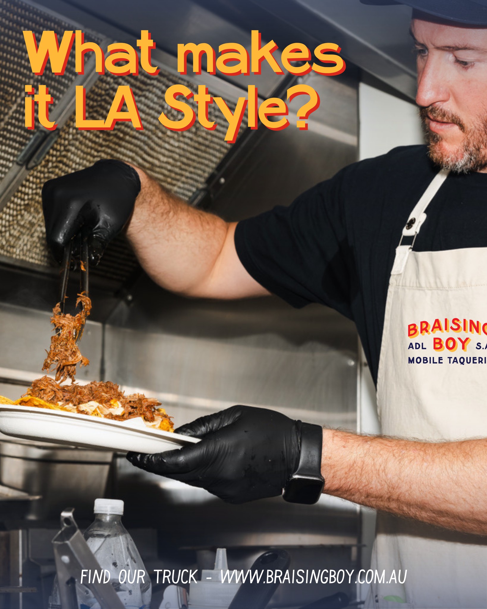 Tacos—but not the kind your mum made with crunchy shells and a seasoning packet.
We’re serving tacos the way they were meant to be eaten—ditching the quick and easy dinner-table version for the bold, messy, flavour-packed world of LA street food.
So, what makes it LA-style?
🌮 Soft tortillas in all kinds of colours and flavours
🔥 Big, unapologetic flavour combos
🐖 Slow-braised, fall-apart meats + moreish veg
🌶️ Handcrafted salsas that absolutely slap
Braising Boy brings all of that—and a little extra—right here to lil ol’ Adelaide.
Come find out what tacos should taste like.
#BraisingBoy #LATacosInAdelaide #NotYourMumsTacos #StreetFoodDoneRight #adelaidefoodtruck #AdelaideEats