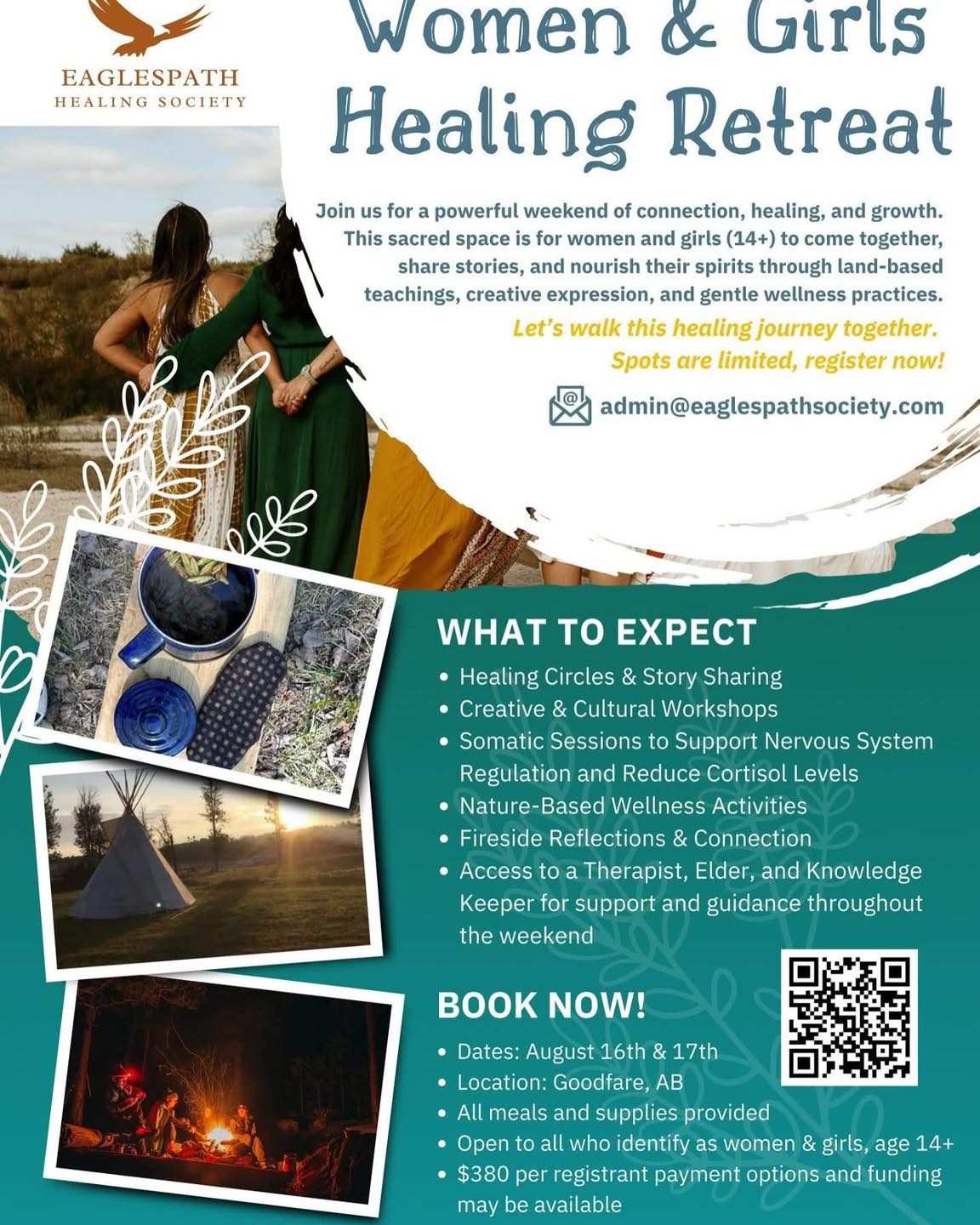 We have two spaces left at our Women & Girls Healing Retreat! ALL are welcome 🙏
Join us for a powerful weekend of connection, culture, and healing designed for women and girls navigating mental health challenges, intergenerational trauma, or simply seeking space to reconnect with themselves and their roots.
✨ What to Expect:
🔸 Healing Circles & Story Sharing
🔸 Creative & Cultural Workshops
🔸 Somatic Wellness Sessions
🔸 Nature-Based Activities
🔸 Fireside Reflection & Connection
🔸 Support from Elders, Knowledge Keepers, and Therapists
This is more than a camp, it’s a journey back to yourself. 💛
Spots are limited, so register early!
👉 Register here: https://forms.gle/5fQdmzNpLEfpy798A
#HealingCamp #WomenAndGirlsHealing #CulturalWellness #TraumaInformedCare #IndigenousHealing #MindfulMoments #ReconnectToCulture