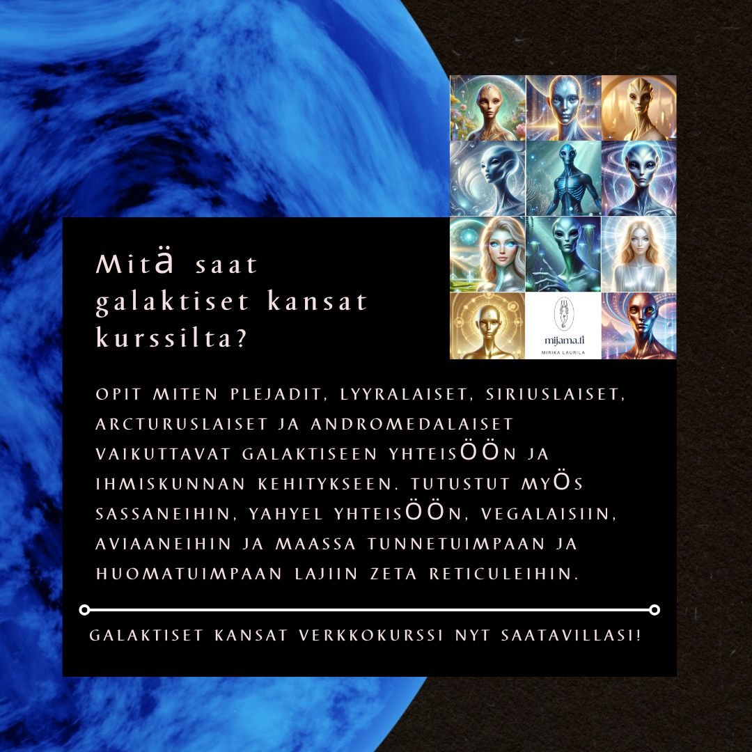 đ«RakasTĂ€htelĂ€inen, tuntuuko sydĂ€messĂ€si koukkaus? Vihdoinkin jotain uniikkia tapahtuu parhaillaan Suomessa. đ«
Galaktiset kansat verkkokurssi on ainutlaatuinen suomalainen konsepti. Liity kurssille ja ilahdu tÀstÀ informatiivisesta tÀhtelÀisten kokonaisuudesta. Nyt on aika.
TÀmÀ on viimeinen hetki liittyÀ Galaktinen Akasha -verkkokurssille -150⏠pois kurssihinnasta tarjouksella! Tarjous on voimassa torstaista torstaihin 17.-31.7.25.
âš Kurssille on jo ilmoittautunut upeita sieluja
⚠Useat ovat saaneet syviÀ yhteyden ja muistamisen hetkiÀ
âš VielĂ€ ehdit mukaan â jos tunnet kutsun
Jos olet odottanut selkeÀÀ merkkiĂ€ â tĂ€mĂ€ on se. đž Liity mukaan tĂ€stĂ€: mijama.fi/galaktinen-akasha
đ« Galaktinen Akasha tarjoaa 10 tĂ€htikansan viisauteen pohjautuvan verkkokurssin bonusmateriaaleineen, joka auttaa sinua muistamaan galaktisen alkuperĂ€si â ja tuomaan jo valmiiksi aavistamasi asiat osaksi elĂ€mÀÀsi tÀÀllĂ€.
Rakkaudella,
Galaktinen mentorisi Mirika đđœđȘ
#tÀhtelÀiset #galaktisetkansat #galaktinenakasha #lÀhdekenttÀ #tietoisuusverkosto #rakkausÀly #galaktinenihminen
