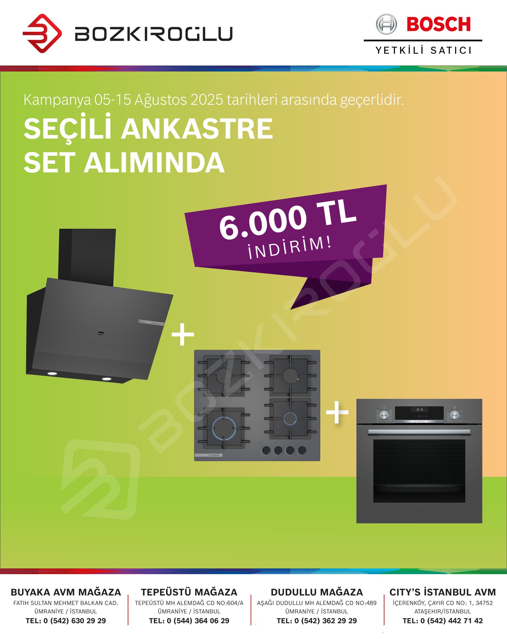 🔥 Seçili Ankastre Set Alımında 🛠️
💰 6.000 TL İNDİRİM! 💰
📍 City’s İstanbul AVM
🏢 İçerenköy, Çayır Cd No: 1, Ataşehir / İstanbul
📞 Tel: +90 542 442 71 42
📍 Buyaka AVM Mağaza
🏢 Fatih Sultan Mehmet Balkan Cad. Buyaka AVM No:B:31 Ümraniye / İstanbul
📞 Tel: 0 (216) 771 11 37
📞 Tel: 0 (542) 630 29 29
📍 Tepeüstü Mağaza
🏢 Tepeüstü Mh Alemdağ Cd No:604/A Ümraniye / İstanbul
📞 Tel: 0 (216) 364 06 29
📞 Tel: 0 (544) 364 06 29
📍 Dudullu Mağaza
🏢 Aşağı Dudullu Mh Alemdağ Cd No:489 Ümraniye / İstanbul
📞 Tel: 0 (216) 313 85 86
📞 Tel: 0 (542) 362 29 29
#bosch #boschbeyazeşya #kampanya #10yılmotorgarantisi #bozkiroglu #buyakavm #buyakabosch #dudullu #tepeüstü #yetkiliboschbayi
#BoschEvAletleri #Serie8AnkastreFırınlar