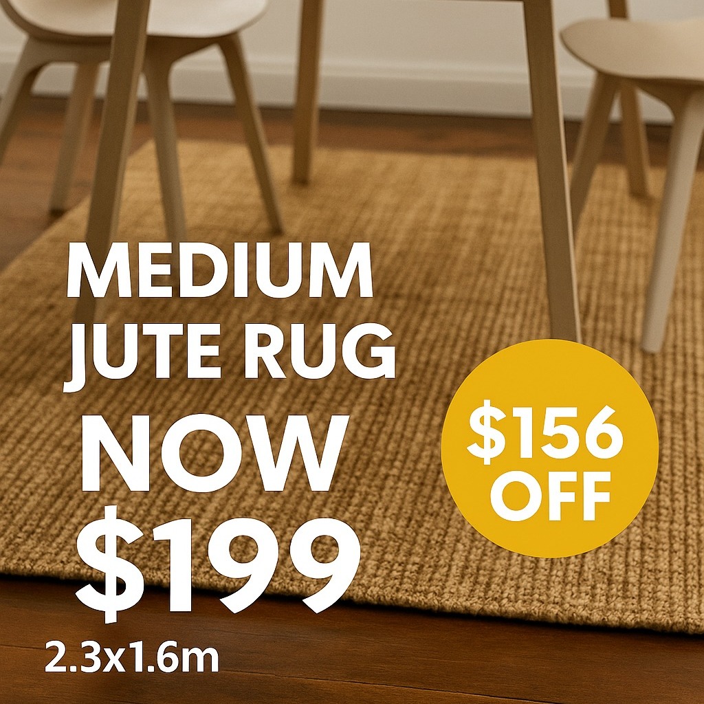 🌿 NATURAL TEXTURE, BIG SAVINGS
Our Medium Jute Rug (2.3x1.6m) is now just $199 — that’s a huge $156 OFF!
✔️ Handwoven quality
✔️ Perfect under dining tables or lounge settings
✔️ Limited stock available
🎯 Elevate your space with timeless style.
🛒 Shop now before it’s gone!
https://nestwraps.co.nz/handwoven-indian-jute-rug/