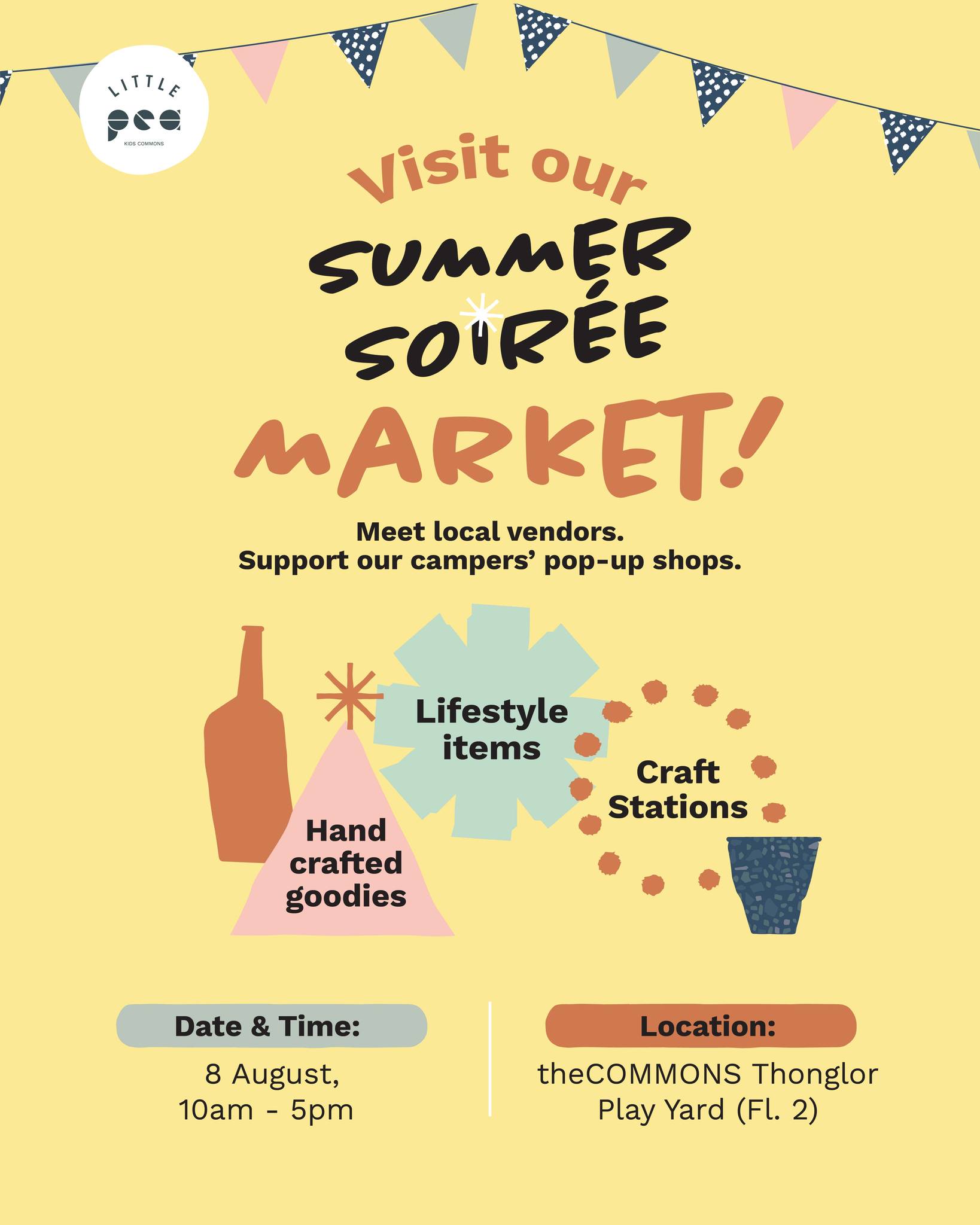 📣 Hooray! The lineup for our Summer Soirée Market is HERE. Don’t miss your chance to shop for baked goods and lifestyle items from local creators. You’ll also find treats crafted by our young entrepreneur campers! Here’s who you’ll meet:
📚 @seedsoryspace – Kids’ books that spark curiosity
🍫 @bakethebrownie – Fudgy brownie goodness
🍓 @spread.sprinkle – Pretty tarts & pastries
🧸 @melissaanddoug_th – Toys for creative play & learning
🥤 @baanbiome – Happy tummy drinks for families
🎒 @cuddlewiththemoon - Stylish baby bags that hold it all
🎀 @lillapinsofficial - Adorably chic outfits for kids & parents
🎓 Special Vendors! Shop for eco-friendly creations handcrafted with purpose and passion by our Socially Conscious Entrepreneur Campers. 💛
🌞 Let’s celebrate summer, community, and creativity!
📅 Fri 8 Aug | 📍Little Pea @theCOMMONS | 🎟️ FREE entry
💥 Learn more via Line @littlepeabkk
____________
📣 เย้! Summer Soirée ใกล้เข้ามาแล้ว! ห้ามพลาดโอกาสช้อปของอร่อย ของแต่งบ้าน และไอเทมไลฟ์สไตล์จากร้านค้ามากมาย
พิเศษสุด! พบกับสินค้าฝีมือเจ้าของธุรกิจรุ่นจิ๋วจากแคมป์ Socially Conscious Entrepreneurs ของเราด้วย! ไปดูกันเลยว่าใครจะมาร่วมงานบ้าง 🎉
💥 จองเลยผ่าน Link in Bio หรือ Line @littlepeabkk
____________
#LittlePeabkk #LittlePea #theCOMMONSbkk