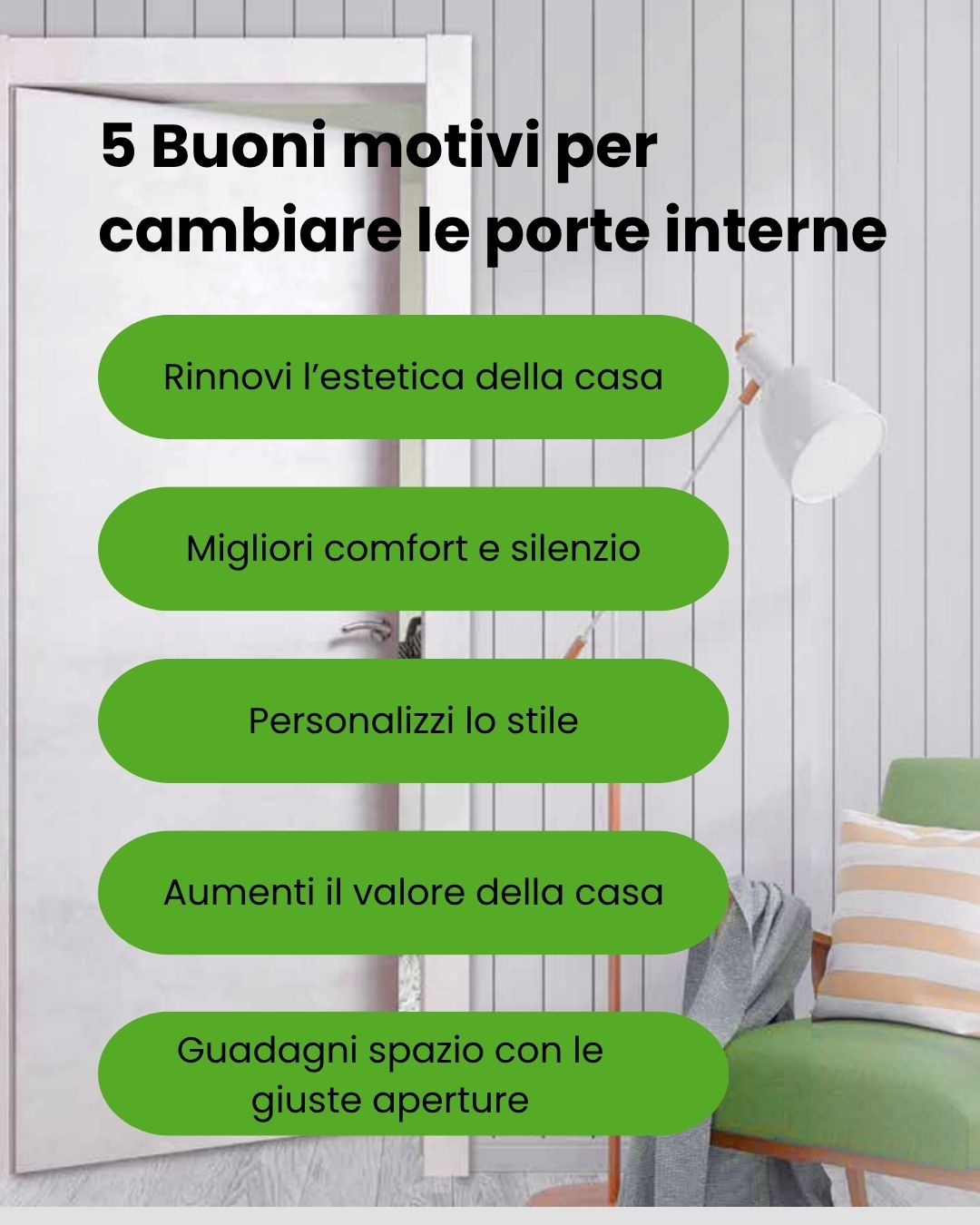 🚪✨ 5 Ottimi Motivi per Dare Nuova Vita alla Tua Casa, Partendo dalle Porte! ✨🚪
Le porte non sono solo un passaggio, ma vere e proprie protagoniste del tuo ambiente.
Cambiarle è un gesto semplice che può trasformare completamente il look e la funzionalità della tua abitazione.
Ecco perché è il momento di pensarci:
⭐ Rinnovi l'estetica: Una porta moderna o di design può dare subito un tocco di freschezza e attualità a qualsiasi stanza. Basta poco per un grande impatto visivo!
⭐ Migliori comfort e silenzio: Le nuove tecnologie e i materiali di qualità garantiscono un isolamento acustico e termico superiore. Meno rumori esterni, più calore in inverno e frescura in estate! 🤫🌡️
⭐ Personalizzi lo stile: Con infinite opzioni di colori, finiture e materiali, puoi esprimere al meglio la tua personalità e coordinare ogni dettaglio con l'arredamento esistente.
⭐ Aumenti il valore della casa: Un investimento smart che migliora la percezione e il valore del tuo immobile. Dettagli curati fanno sempre la differenza! 📈
⭐ Guadagni spazio con le giuste aperture: scegliendo la tipologia giusta puoi ottimizzare ogni centimetro, rendendo gli ambienti più ampi e funzionali.
Non rimandare!
La tua casa dei sogni inizia da Ebe Porte.
Vieni a scoprire tutte le nostre collezioni a Cercenasco (TO) o visita il nostro sito!
#PorteInterne #DesignCasa #RistrutturareCasa #HomeDesign #Arredamento #RinnovareCasa #EbePorte #CasaModerna #ComfortAbitativo #SpaziSmart #QualitàEbePorte #InterniDesign #HomeRenovation #IsolamentoAcustico #ValoreImmobile #Cercenasco #Torino