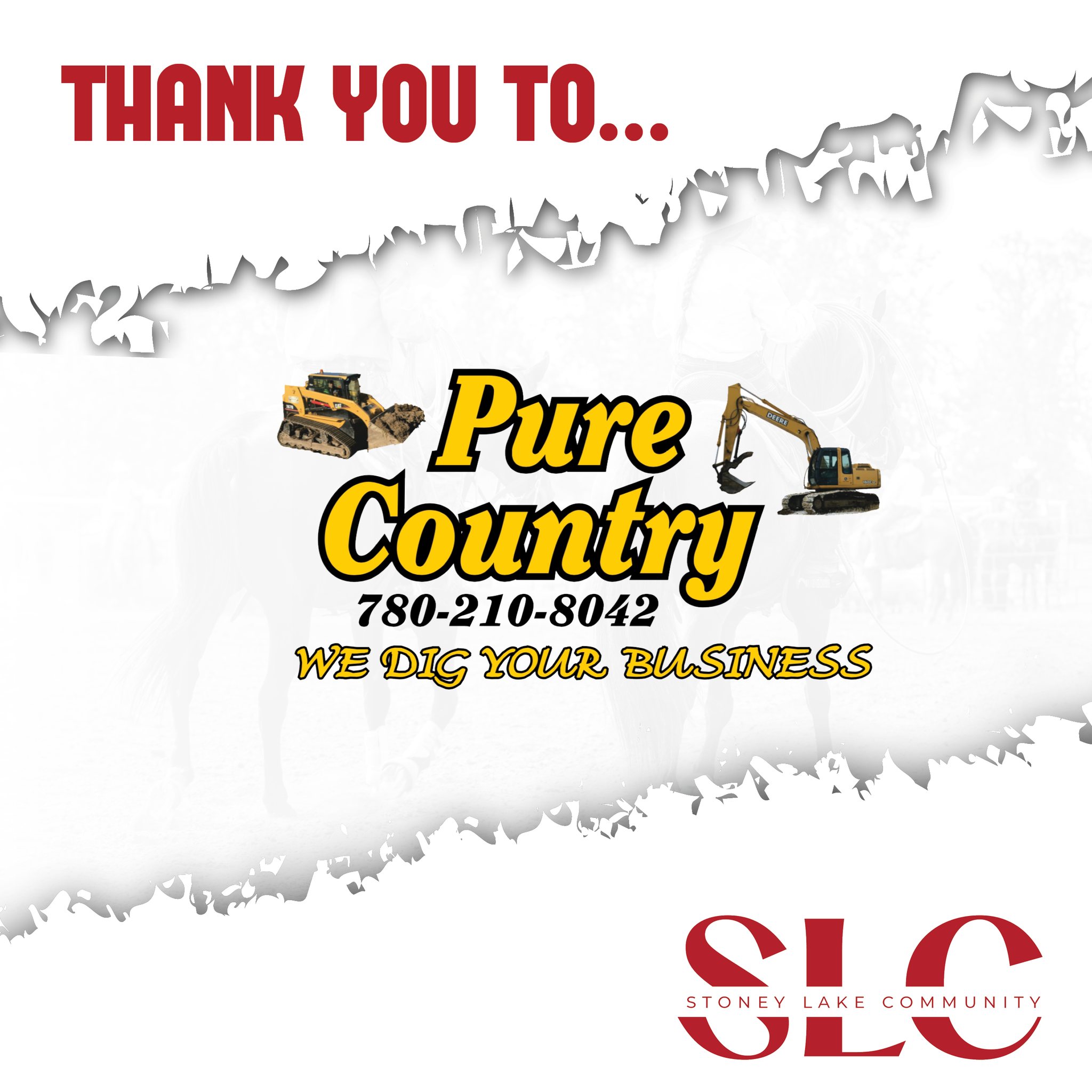🚧 Thank You, Pure Country Backhoe! 🚧
We’re sending a big thank-you to Pure Country Backhoe for their support of the 2025 Stoney Lake Rodeo!
From ground-up projects to event sponsorships, your team knows how to dig in and get things done. It’s businesses like yours — who bring skill, commitment, and community pride — that make our local events so successful.
Thank you for helping us build another great rodeo weekend from the ground up!