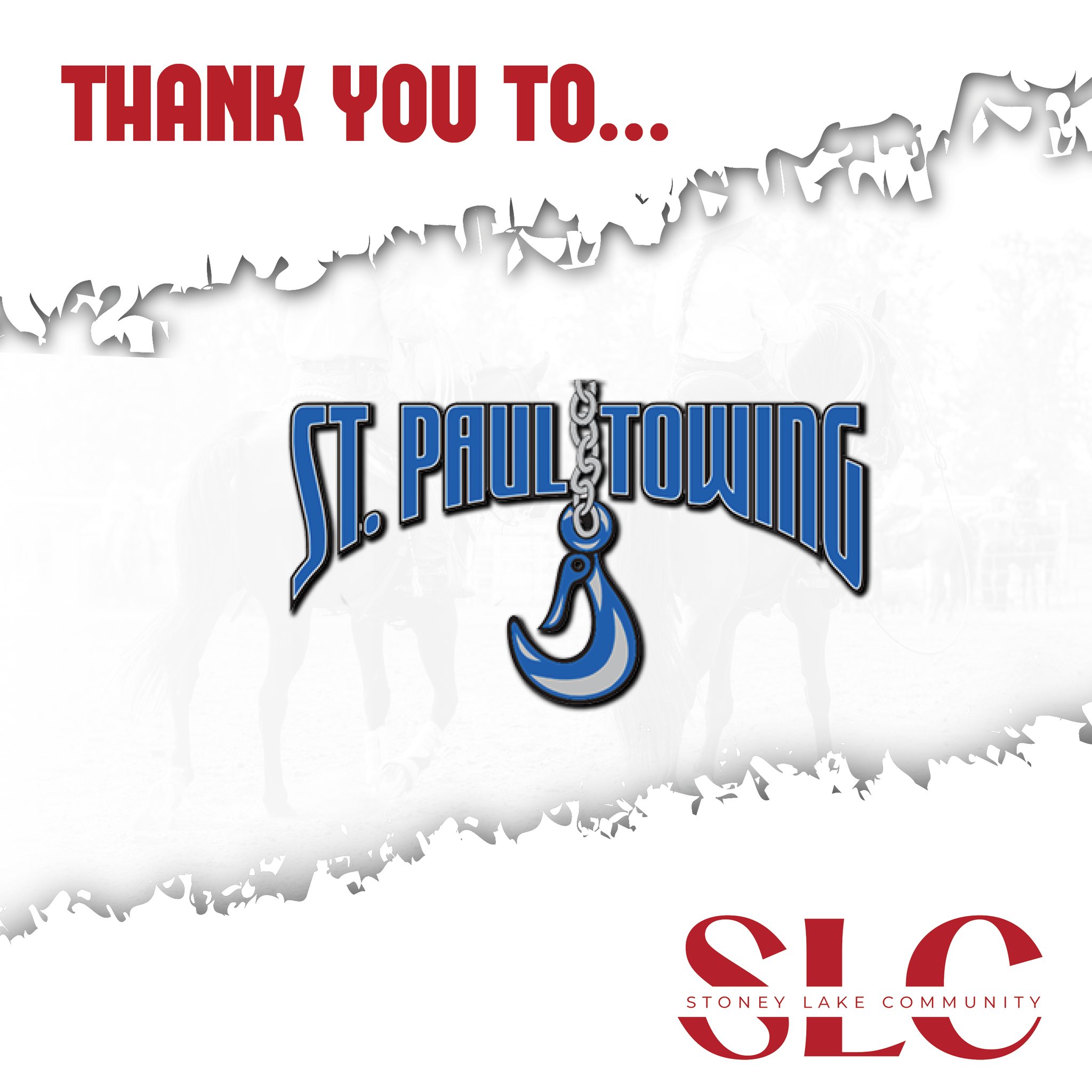 🚨🚛 Thank You, St. Paul Towing! 🚛🚨
A massive thank-you to St. Paul Towing for sponsoring this year’s Stoney Lake Rodeo!
You’re always there when someone needs a lift — whether it’s out on the highway or right here in the community. Your reliability and generosity are a huge part of what makes local events like ours possible.
Thanks for having our backs and helping keep things moving this rodeo weekend!