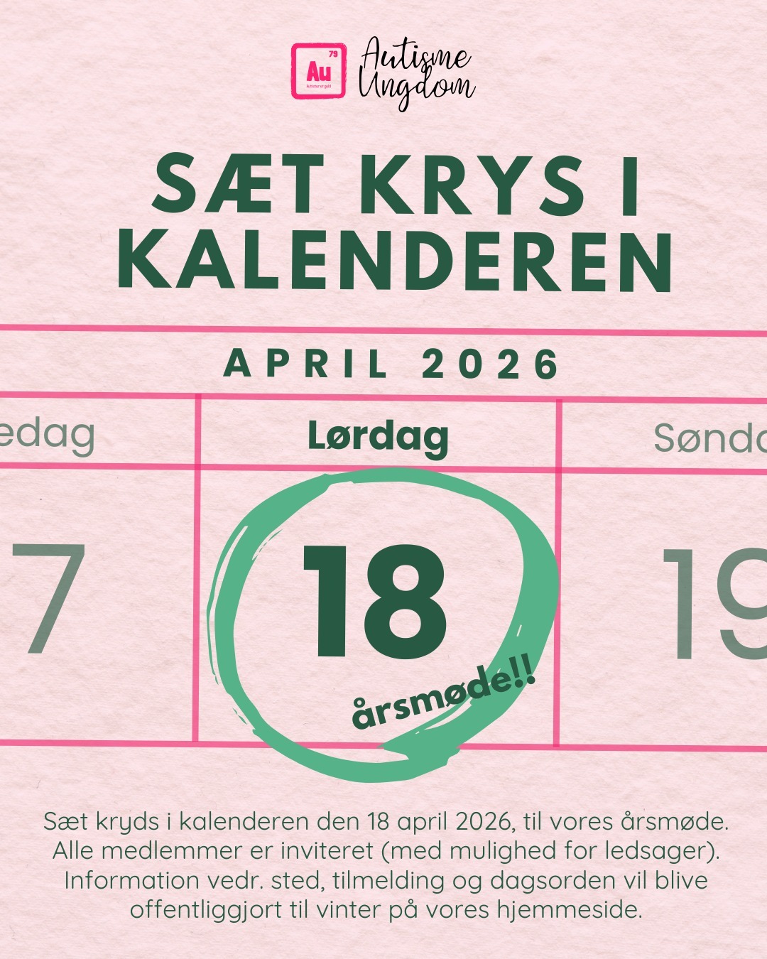 Sæt krys i kalenderen!
Lørdag d. 18 april 2026 afholder vi årsmøde, og alle medlemmer er selvfølelig inviteret. Det er gratis at deltage, vi dækker transportudgifter over 75 kr. og det er en fantastisk mulighed for at møde andre unge autister🩷
Vi ønsker at så mange medlemmer som muligt deltager i årsmødet, dette er eksempler på hvorfor du burde deltage:
🌻Indflydelse på beslutninger - Du får mulighed for at stemme om vigtige beslutninger, såsom budgetter, vedtægtsændringer og fremtidige projekter.
🌻Valg af bestyrelse - Vi vælger ledelse og bestyrelsesmedlemmer på årsmødet, så din stemme er med til at forme foreningens fremtid.
🌻Få indsigt i AU’s arbejde - Du får en statusopdatering på, hvad der er sket det seneste år, og hvilke planer der er for fremtiden.
🌻Mulighed for at stille spørgsmål - Hvis du har bekymringer eller forslag, kan du bringe dem op og få svar fra bestyrelsen eller andre medlemmer.
🌻Netværk & fællesskab - Det er en god chance for at møde andre unge autister, udveksle idéer og oplevelser. Dette er din mulighed for at engagere dig mere i foreningen.
🌻Styrke demokratiet i foreningen - En forening fungerer bedst, når medlemmerne er aktive og engagerede i beslutningsprocessen.
---
Information vedr. sted, tilmelding og dagsorden vil blive offentliggjort til vinter på vores hjemmeside. Alle medlemmer vil modtage informationer på mails.
---
#autisme #autismeungdom #AUårsmøde2026 #autismeawareness #foreninger #foreningsliv