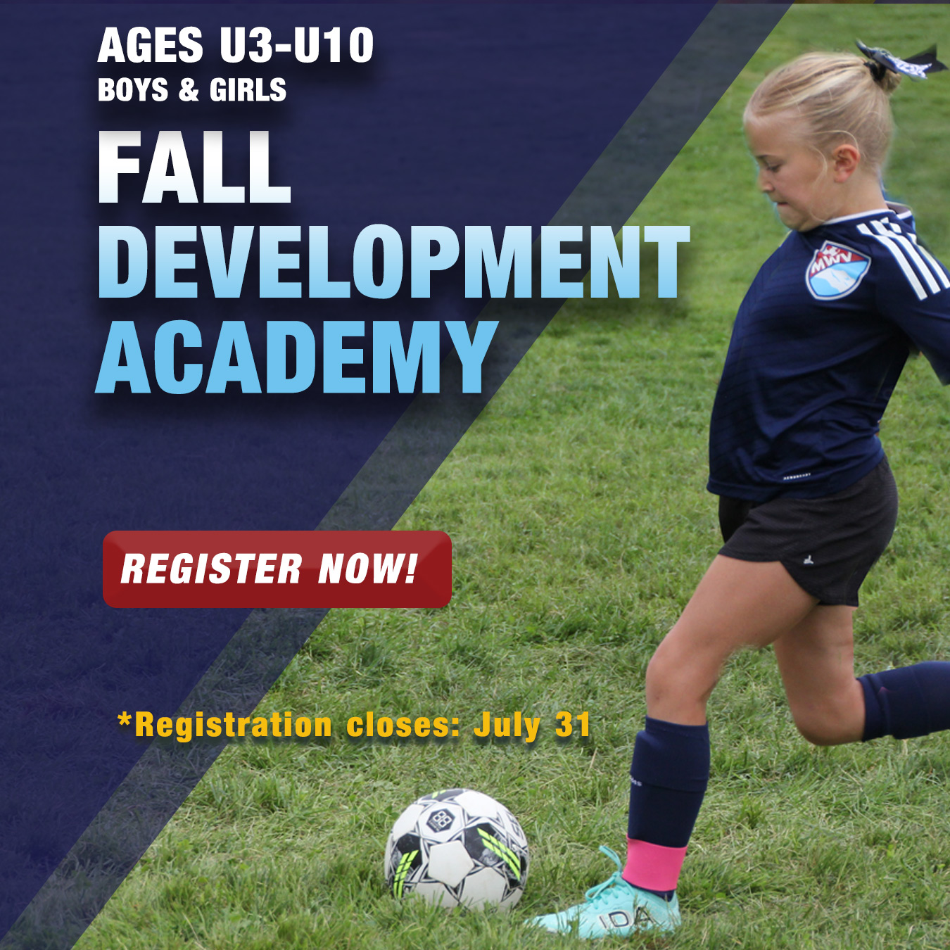 For kids new to soccer or looking to develop skills to advance to the next level, Fall Development Academy (ages 3-10) is the place to be! Sessions begin September 4. For more information and to register: 
https://www.mwvsoccer.com/fall-academy
#mwvsc  #MWV  #MWVSoccer #fallsoccer2025