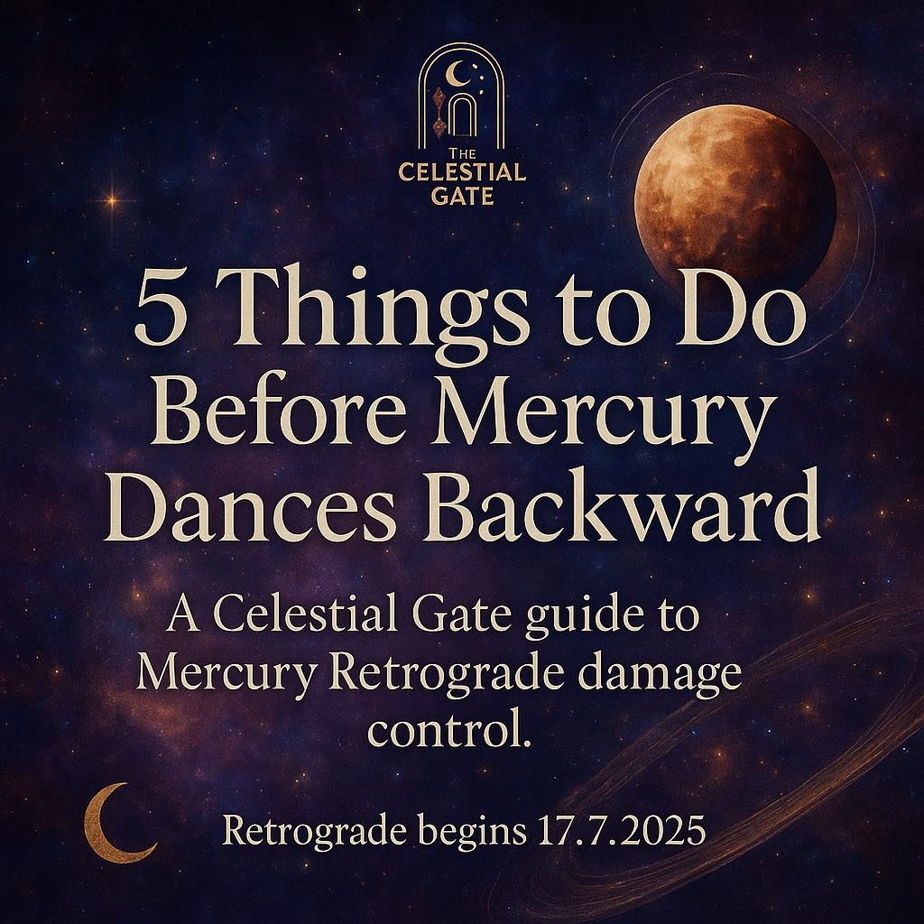 ✨ Mercury prepares to dance backward…
But you don’t have to stumble with it.
Here are 5 things to do before the retrograde begins —
a guide to protect your clarity, your voice, and your sacred plans.
Let the stars shift. You stay steady.
🪐 Retrograde begins 17.7.2025