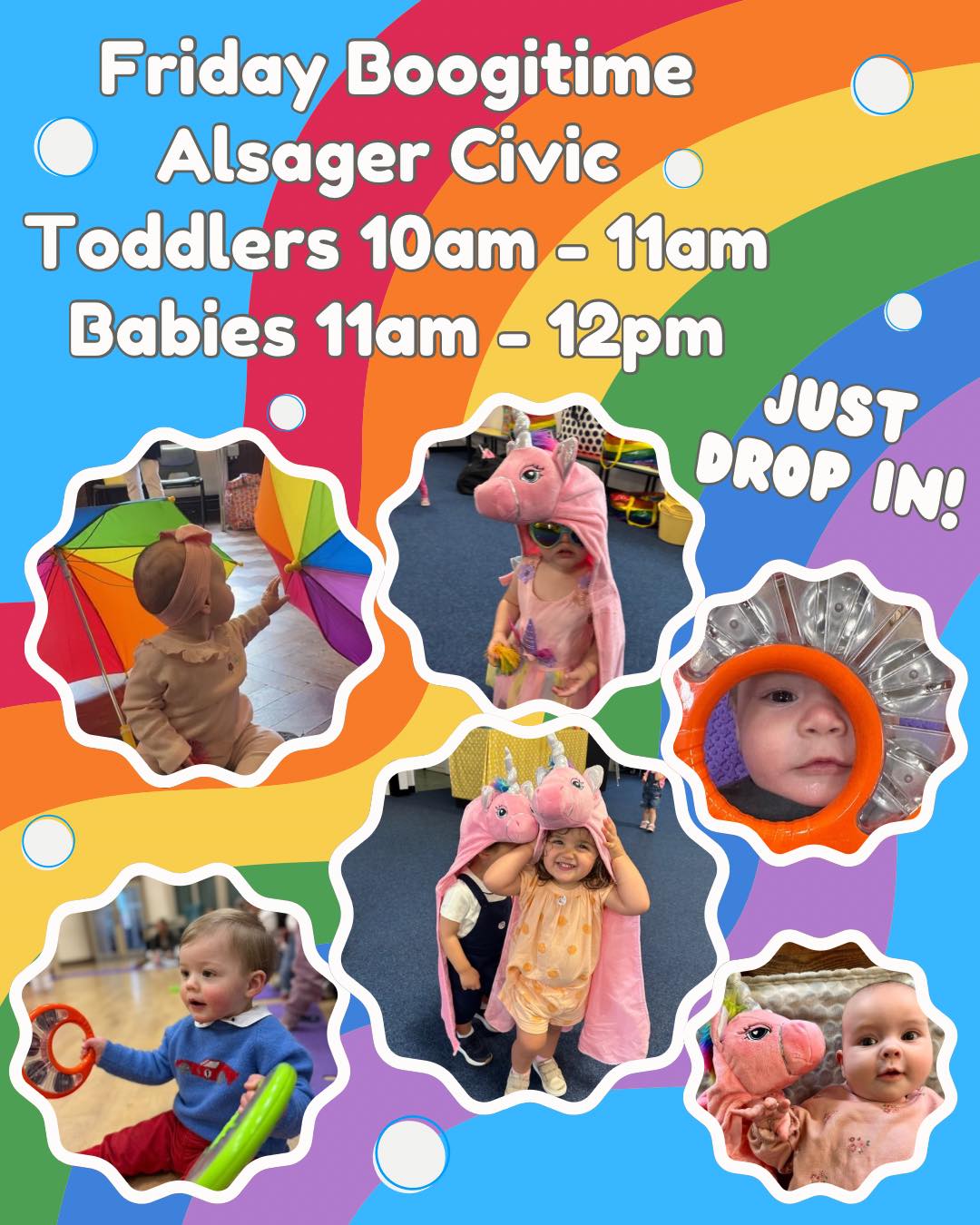 Join us at Alsager Civic tomorrow (25th July) for a Boogietime Session!
Just drop in to any of the following sessions:
Toddlers 10am - 11am
Babies 11am - 12pm
£7.50 and an extra £1 for additional siblings
We will see you tomorrow!
#sandbach #alsagerciviccentre #alsagerbusiness #sandbachlife #sandbachtown #alsagerpartnership #sandbachbusiness #alsagercommunity #sandbachmums #alsager #sandbachcheshire