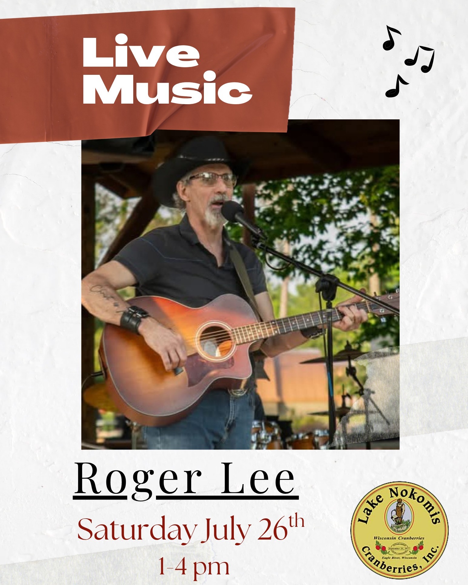 🎶 Live Music This Saturday! 🎶
Join us at Lake Nokomis Cranberries for a fun-filled Saturday on the marsh!
🎸 Enjoy live music by Roger Lee from 1–4 PM
🍷 Free wine tasting in our gift shop
🪁 Yard games & fun for the whole family
🌾 Free guided marsh tours
🍔 Food & drinks available for purchase
Bring your friends & family. See you there!