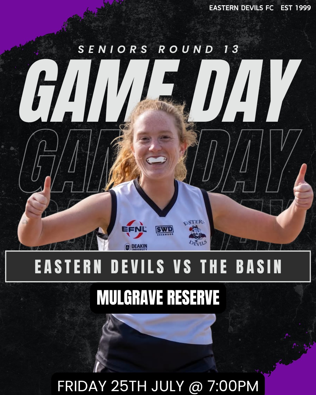 It’s a big weekend at home for the club!
Our Seniors will take on The Basin under lights with a 7pm start on Friday night, with the canteen and bar open throughout the evening. On Saturday morning, the Reserves will face Heathmont with an early 8:50am start, and a BBQ brekkie will be available to keep you warm and fuelled.
This round is the TAC Band Together Round, where football and netball players across Victoria unite to spotlight the dangers of speeding.
Let’s band together and #BeTheDifference.
#TACBandTogether