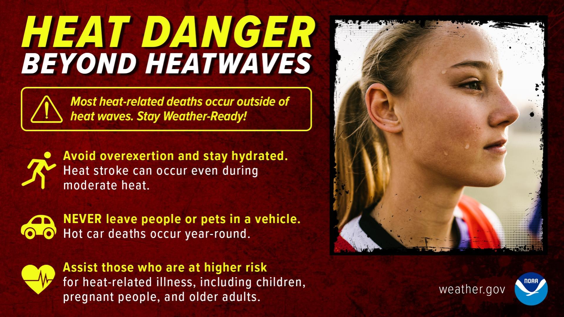 Stay Safe in the Heat!
With the relentless heat expected to continue, bringing temperatures into the mid-to-upper 90s and extreme heat indexes this weekend and next week, please keep these important safety tips in mind.
1. Stay Hydrated:
*Drink plenty of water, even if you don't feel thirsty.
*Avoid sugary drinks, alcohol, and caffeine, which can dehydrate you.
*Consider sports drinks or snacks with electrolytes to replace what's lost through sweat.
2. Stay Cool:
*Spend time in air-conditioned spaces as much as possible.
*If your home doesn't have AC, find a cool location like a library, mall, or cooling center.
*Take cool showers or baths to help regulate your body temperature.
*Use a spray bottle or damp cloth to cool down exposed skin.
*Wear lightweight, loose-fitting clothing in light colors.
3. Limit Outdoor Activity:
*Reschedule outdoor activities for cooler times of the day, like early morning or evening.
*If you must be outside, find shade and take frequent breaks to cool down.
*Be mindful of the time you spend in the sun and wear sunscreen, a hat, and sunglasses.