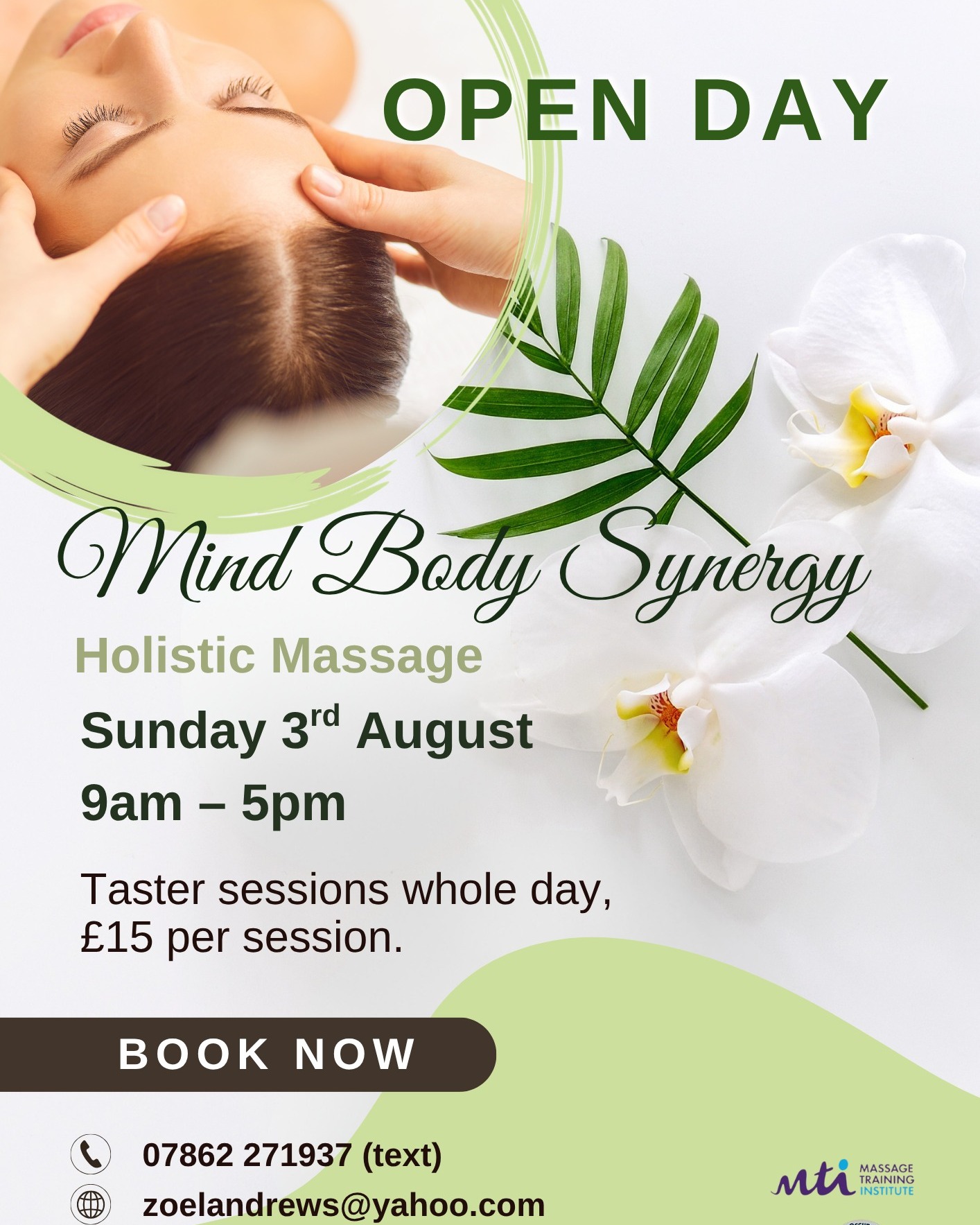 🌿 Open Day Mind Body Sinergy 🌿
We’re excited to invite you to our Holistic Massage Open Day – a chance to relax, connect, and discover the healing benefits of bodywork.
✨ Meet our new practitioner, Zoe, and enjoy a massage taster session for just £15. This is the perfect opportunity to experience Zoe’s intuitive, nurturing touch and find out how holistic massage can support your wellbeing.
💆♀️ Limited slots available – message to book 07862 271937 or zoelandrews@yahoo.com
#HolisticMassage #OpenDay #MindBodySinergy #MassageTaster #WellbeingJourney