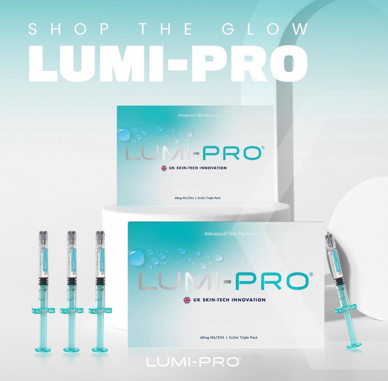 LUMIPRO
This state of the art skin hydrating treatment involves an injectable “moisturiser” that delivers intense hydration into the deeper layers of the skin.�Designed by UK SKIN-TECH INNOVATION for use on the face, hands and neck, LUMIPRO uses advanced technology to hydrate, firm and tighten skin with results seen in as little as 48 hours with a market leading 40mg HA per 2ml.
✅ 33% higher HA content than the industries leading brand
✅ Instant Hydration
✅ Ultra High Purity
✅ Smooth Application
✅ Clinically Trialled
✅ Stimulates Collagen
Highly versatile skin booster for all over the face, hands and neck… total hydration in a syringe.
Recommended course is 2/3 treatments 4 weeks apart for best results.