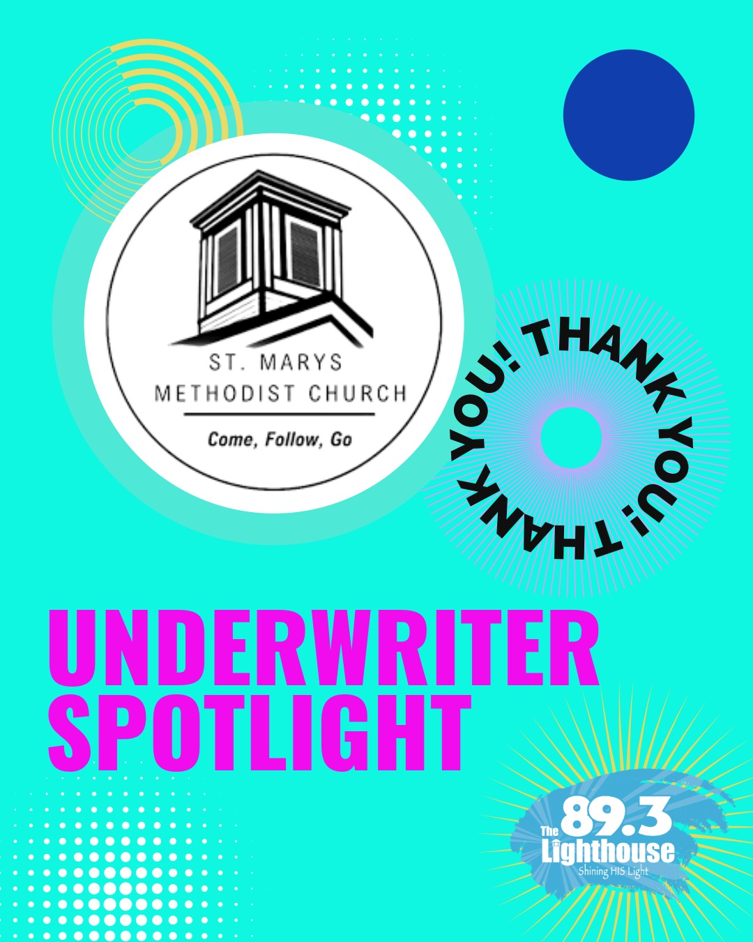 We’re so grateful to St. Marys Methodist Church Georgia for supporting The Lighthouse WECC and for being our underwriter for today’s broadcast. Your partnership helps us continue to shine HIS light every single day — thank you! 💡📻🙏