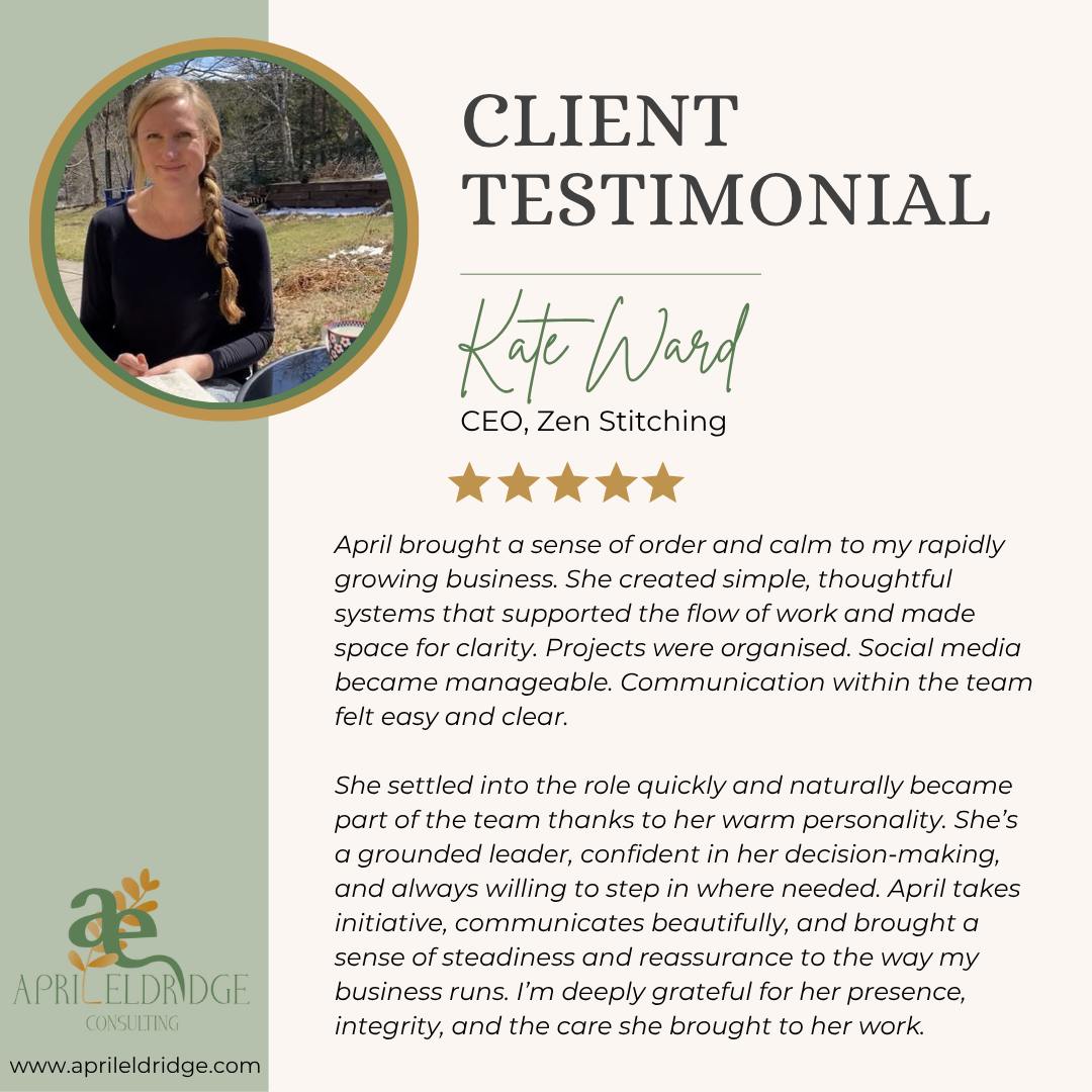 Working with values-driven founders like Kate Ward, CEO of @zenstitching, is exactly why I love what I do.
Kate has built a beautiful, mindful brand rooted in creativity, intentionality, and community, and like many growing businesses, that rapid growth came with operational challenges. I was honored to step in and support her team with systems, structure, and strategy to create more ease, clarity, and flow.
Iâm incredibly grateful for her kind words and the opportunity to play a small part in Zen Stitchingâs continued success. đ
If youâre a founder whoâs feeling buried in the day-to-day and craving more space to lead, letâs talk. I help businesses run smoother, so you donât have to run yourself into the ground.
đ Link in bio!
#FractionalCOO #StrategicConsulting #OperationsSupport #SystemsThatScale #FounderSupport #TestimonialTuesday
