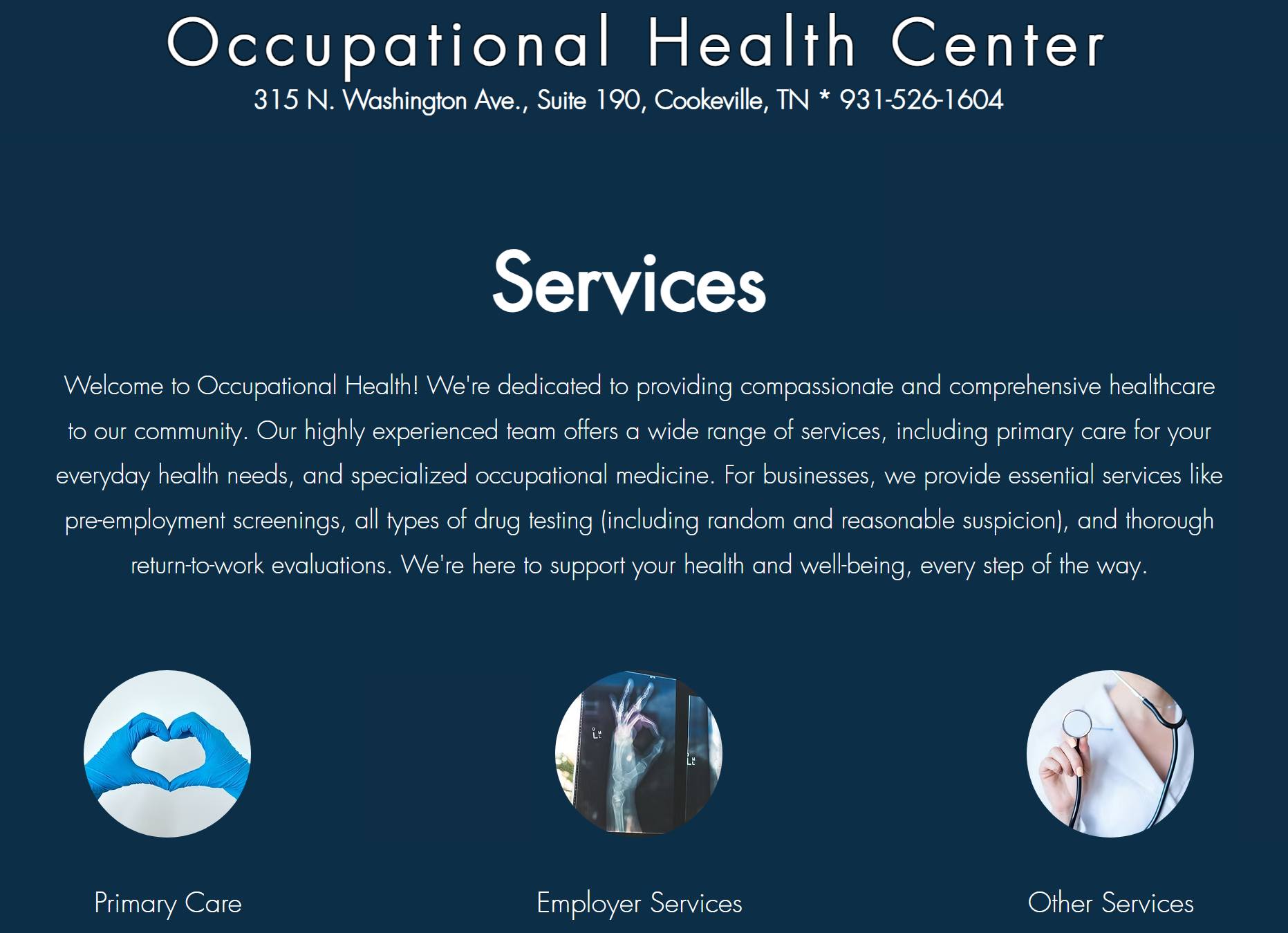 We've completely redesigned our website with you in mind! It's now easier to navigate, simpler to read, and makes finding the information you need or contacting us a breeze. We're also excited to be adding more patient-focused features very soon.
https://www.occhealthtn.com/