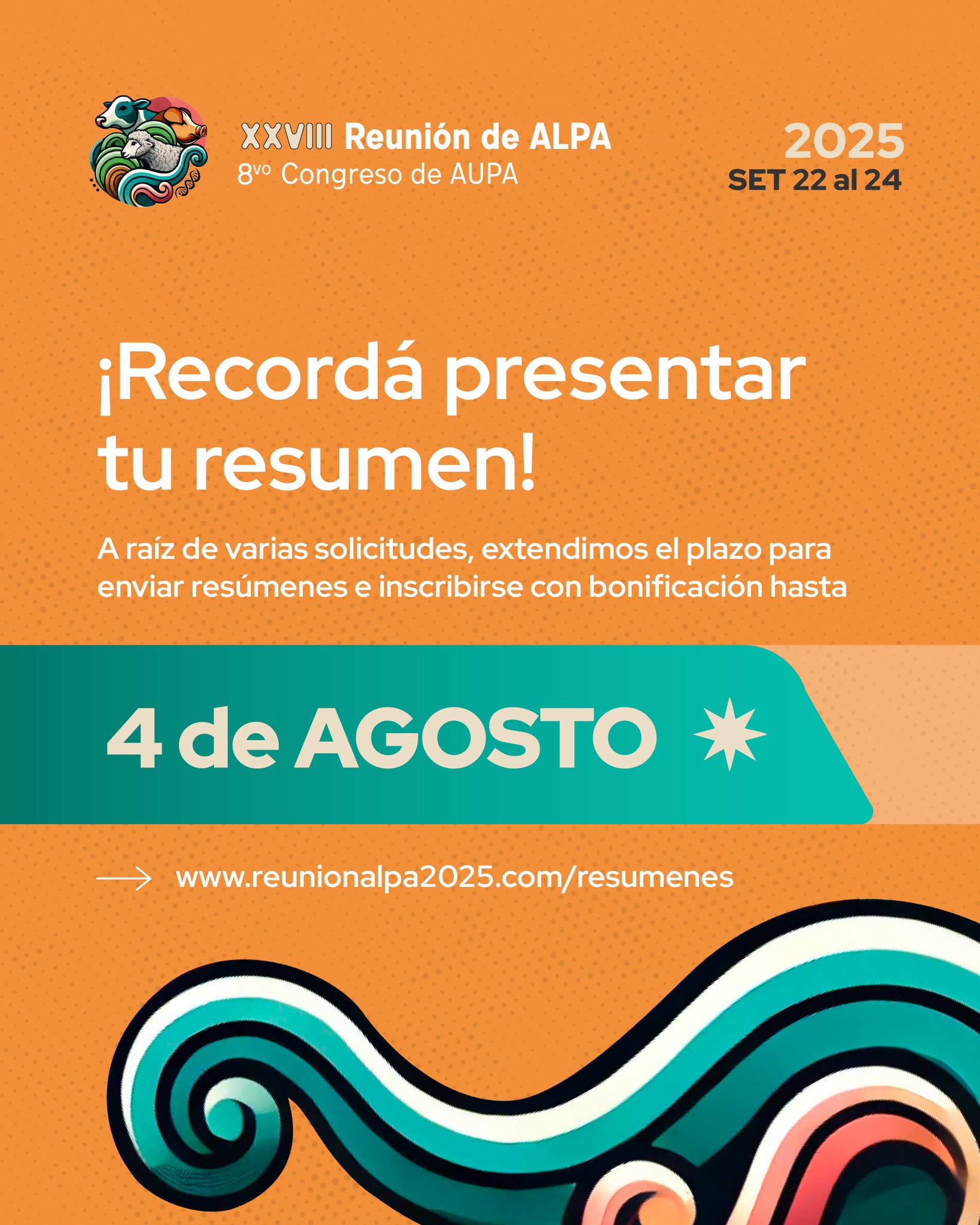 📣 ¡Buenas noticias!
Recibimos varias solicitudes y decidimos extender el plazo 🗓️
Ahora tenés tiempo hasta el 4 de agosto para enviar tu resumen y aprovechar la inscripción bonificada.