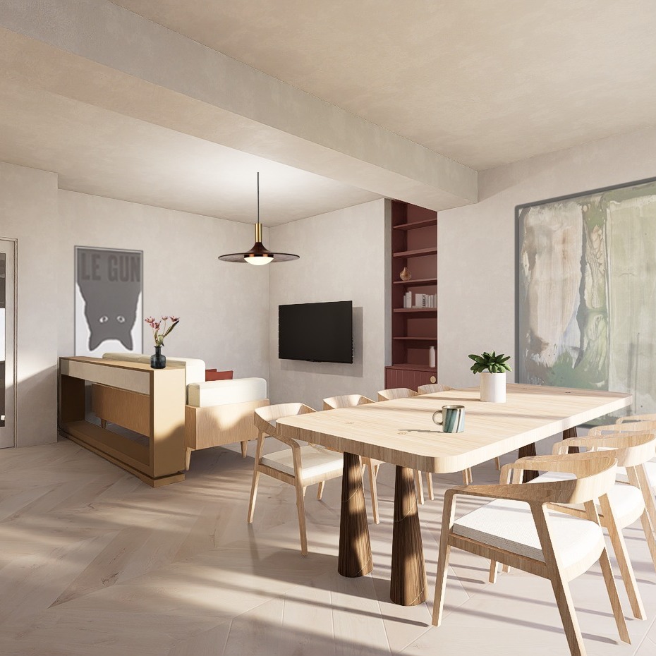 For this ground floor refurbishment, we designed an open-plan layout tailored to the client’s passion for hosting, creating an inviting environment that fosters conversation and connection.
The use of rich burgundy earthy tones complemented by soft, light wood finishes create a timeless, cozy space. To introduce subtle yet striking visual interest, we incorporated bespoke shelving in the same burgundy hue as the kitchen counters.
The new WC and utility areas are discreetly positioned away from the main entertaining spaces, balancing practicality with a uninterrupted flow through the living spaces.
#PenylanHomes #PenylanConstruction #PenylanBuilders #PenylanArchitecture #PenylanRenovation #PenylanDevelopment #HomeConstruction #CustomHomeBuild #ModernHomeDesign #BuildingInPenylan #architectCaerphilly #architectNewport #architectBlackwood #architectPontypridd #architectSouthWales #architectCowbridge #architectSwansea #architectPenarth #architectBarry #architectBrecon #architectHayonWye #architectAbergavenny #architectWales #CardiffArchitecture #WalesDesign #cardiffbuilder #cardiffhouse #cardiffrenovations #cardiffarchitect #cardiffarchitects
