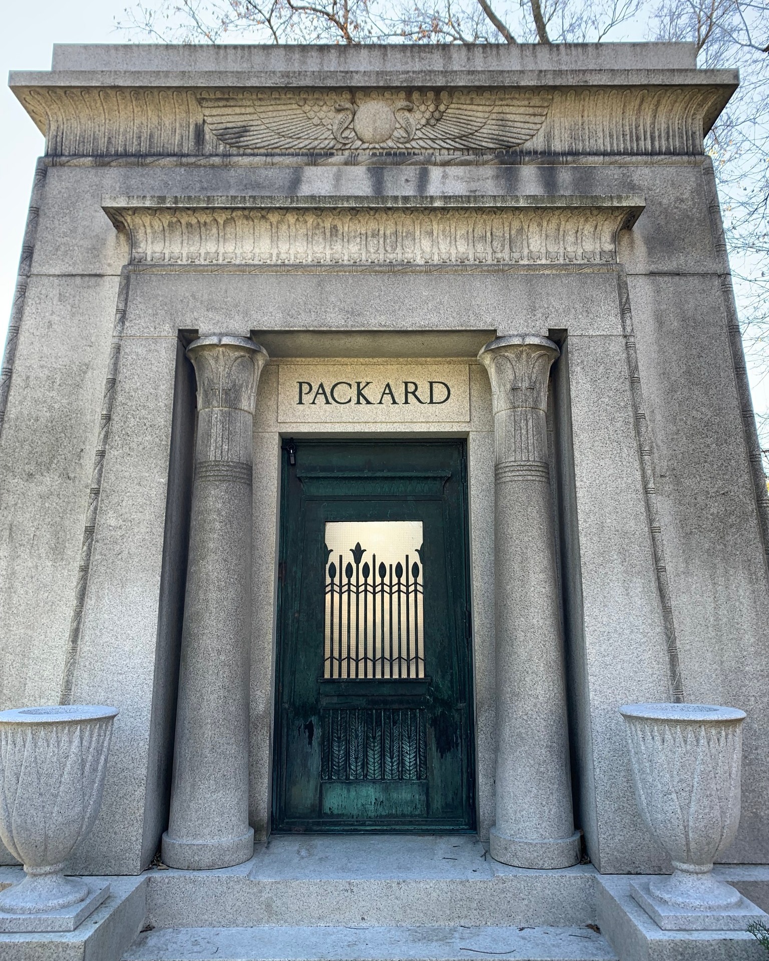 I love the Egyptian Revival style of this mausoleum at the Greenlawn Cemetery in Ohio. You can see the winged sun, symbolizing Ra, above the door. The sun is flanked by protective Uraeus serpents representing the goddess Wadjet, who guarded the pharaoh.
#nicolasolvinic #thehuntersdaughter #thesisterscurse #mysteryauthor #crimeauthor #thrillerwriter #criminology #crimefiction #crimethriller #crimenovel #suspensenovel #thrillerbook #murdermystery #mysteryreads #booklovers #bookclub #cemetery #tombstone #mausoleum #Wadjet