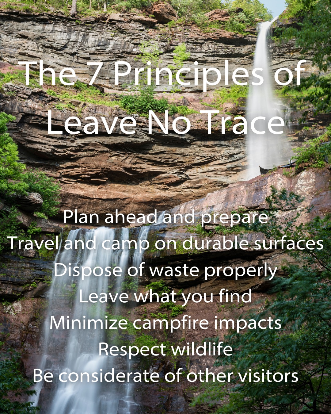 Leave No Trace isn’t just for deep wilderness trips - it applies everywhere: local trails, parks, even your own backyard. No matter how you get outside, the 7 principles help you tread lighter, respect the land, and keep the Catskills (and beyond) wild and welcoming for everyone.
- Plan ahead and prepare
- Travel and camp on durable surfaces
- Dispose of waste properly
- Leave what you find
- Minimize campfire impacts
- Respect wildlife
- Be considerate of other visitors